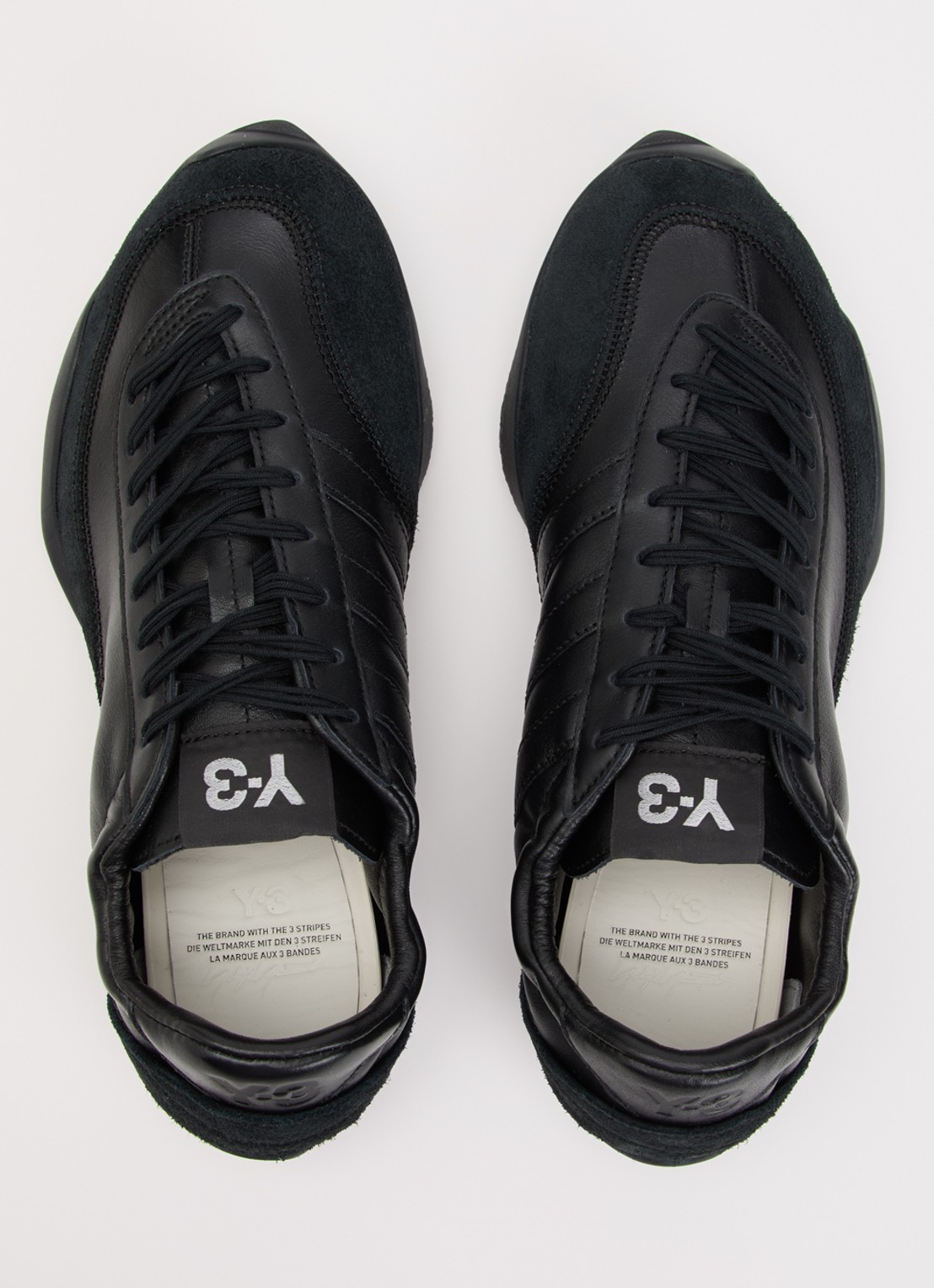 Y-3 Tokyo Warped sneaker van leer met suède details - detail 3 zwart