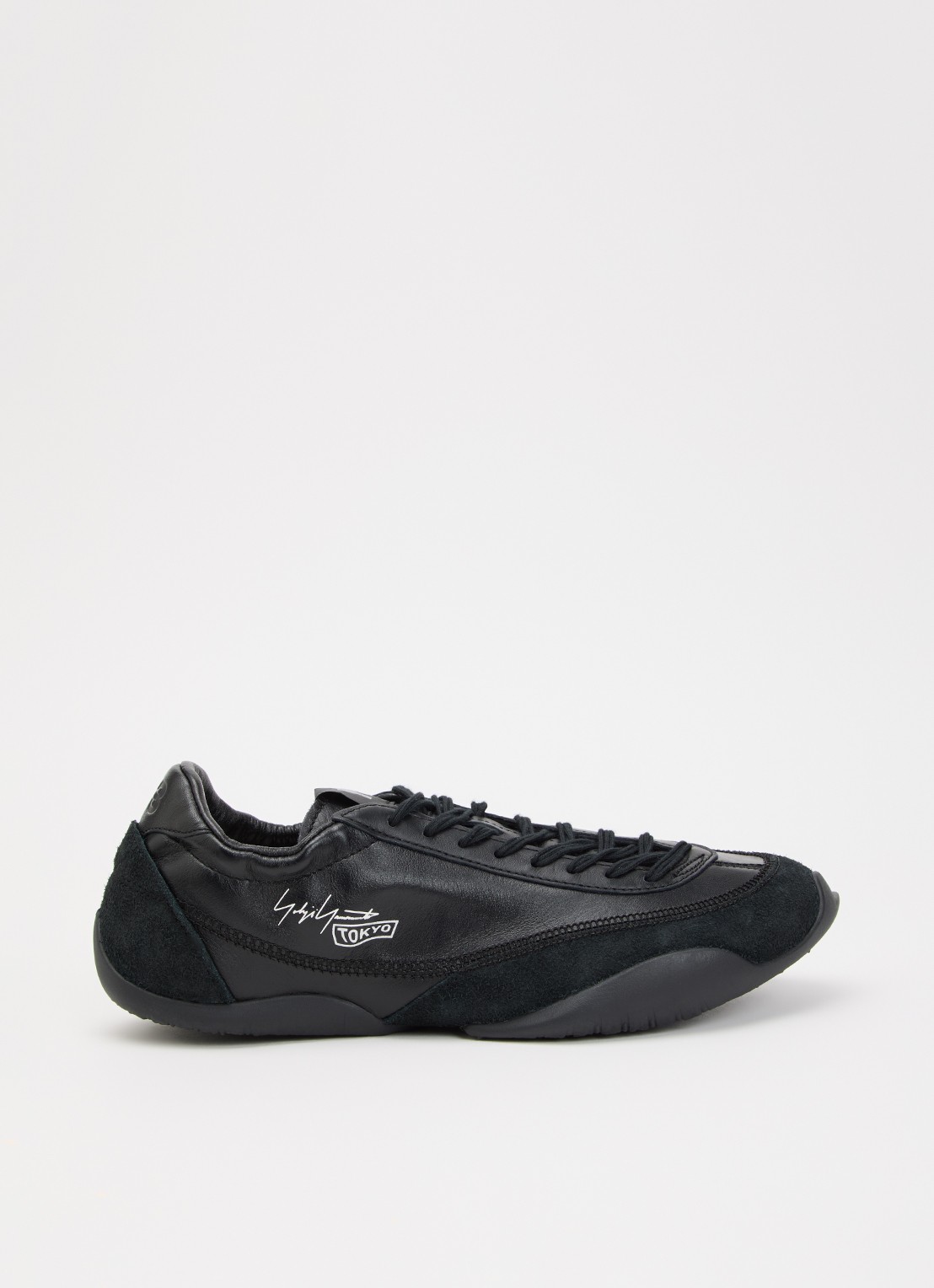 Y-3 Tokyo Warped sneaker van leer met suède details - voorkant zwart