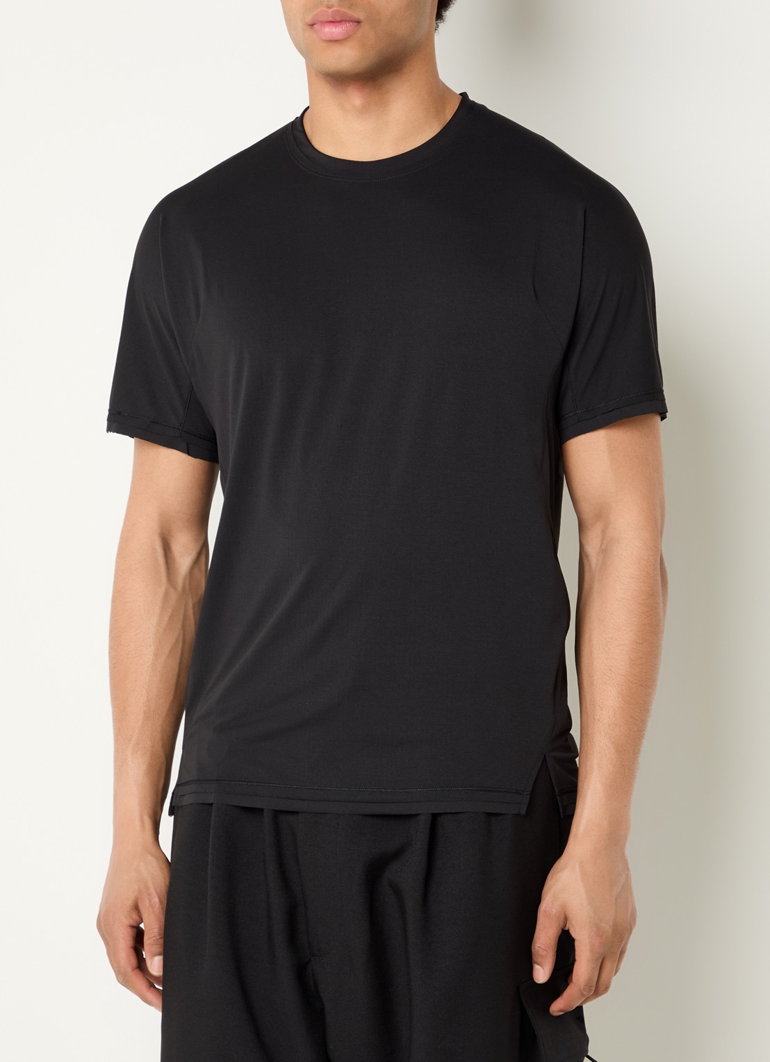 Y-3 Trainings T-shirt met ronde hals - detail zwart