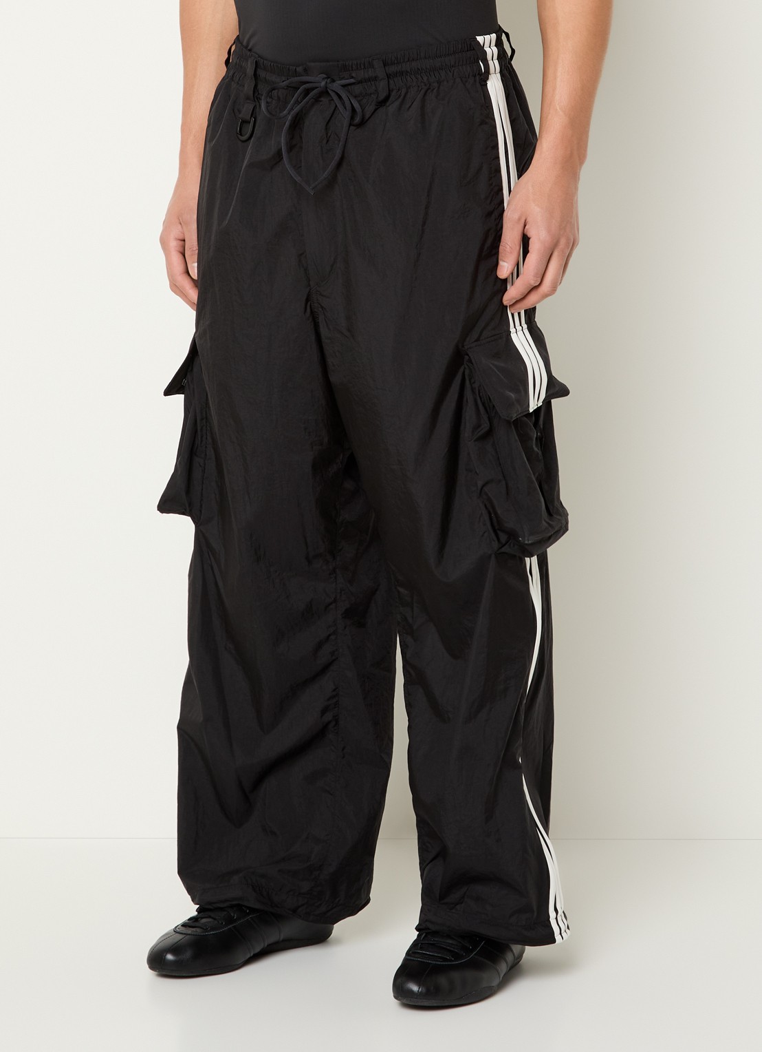 Y-3 Wide fit cargobroek met steekzakken - detail zwart