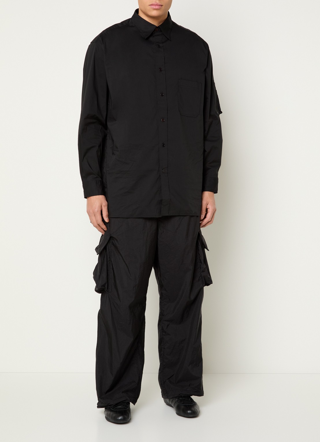 Y-3 Wide fit cargobroek met steekzakken - voorkant 4 zwart