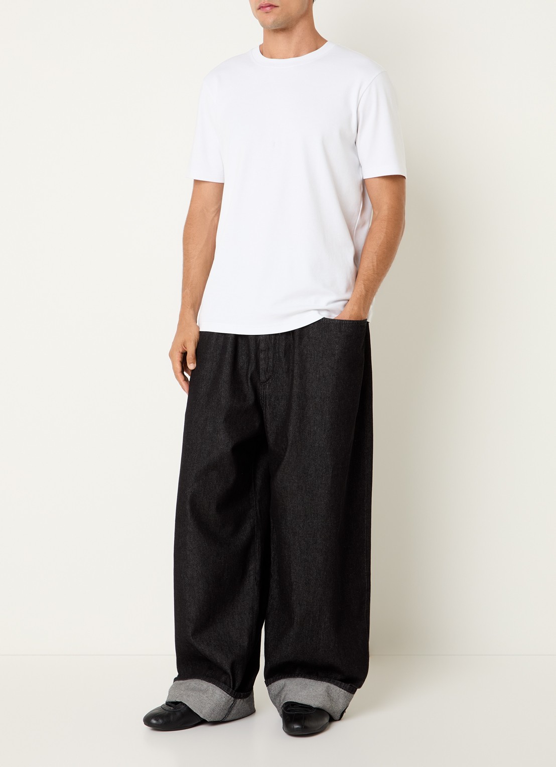 Y-3 Wide fit jeans met gekleurde wassing en steekzakken - voorkant 3 zwart