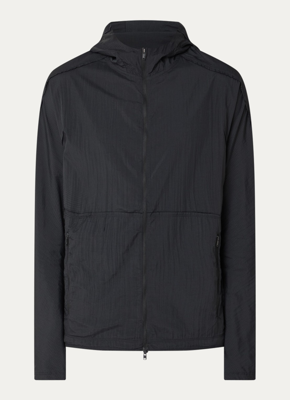 Y-3 Windjack met structuur en gerafelde zoom - voorkant zwart