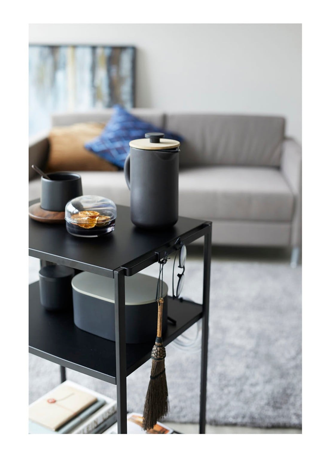 Yamazaki 3-Tiered Tower opbergtrolley  - voorkant 2 zwart