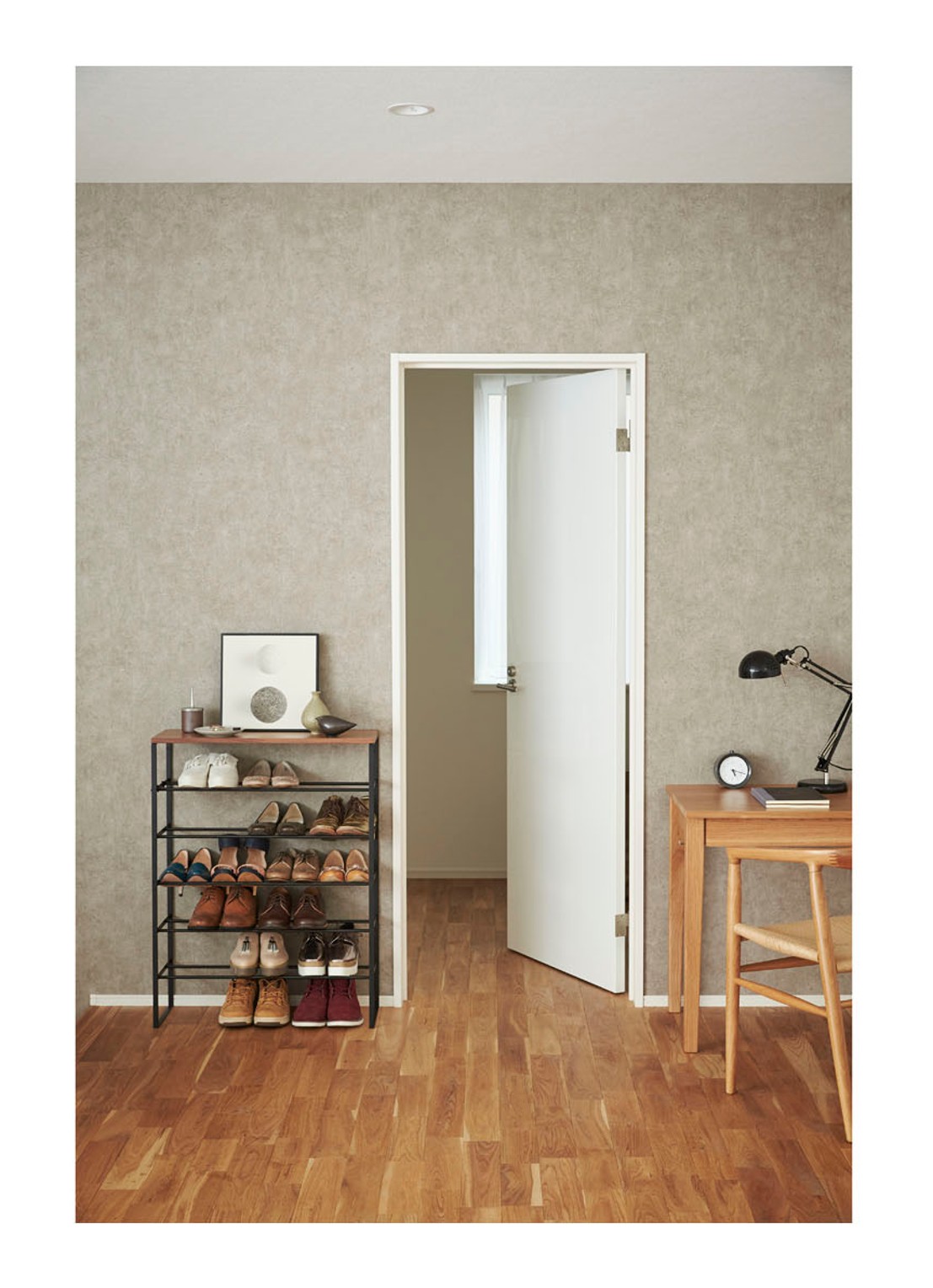 Yamazaki 6 Tier Wood schoenenrek - voorkant 2 zwart