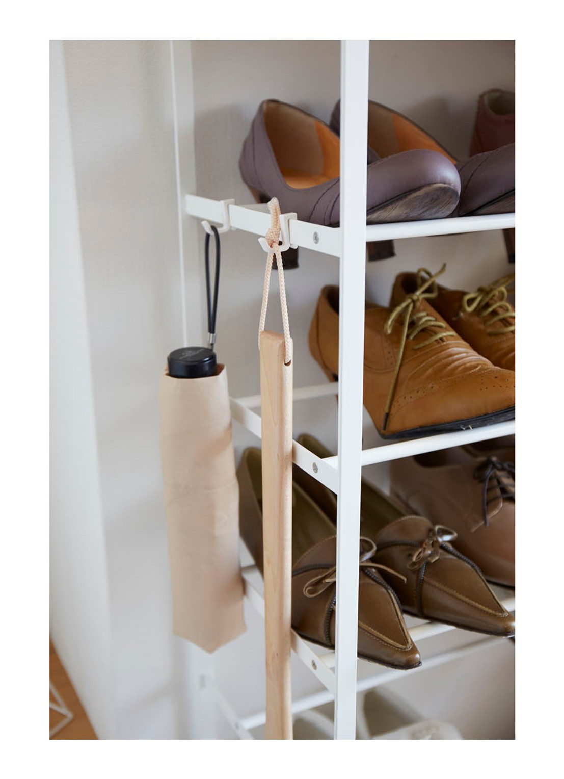 Yamazaki 6 Tier Wood schoenenrek - detail wit