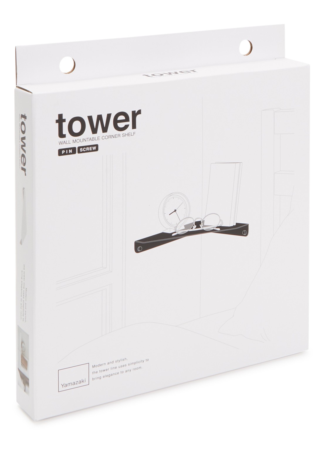 Yamazaki Tower hoekplank 22 cm - voorkant 2 wit