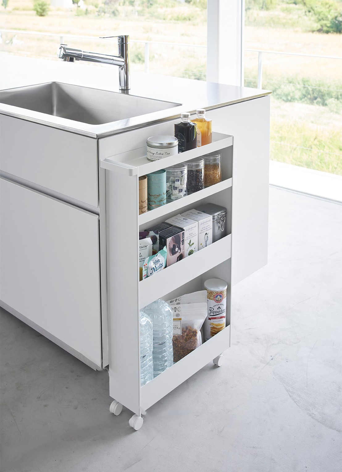 Yamazaki Tower opbergtrolley - voorkant 3 wit
