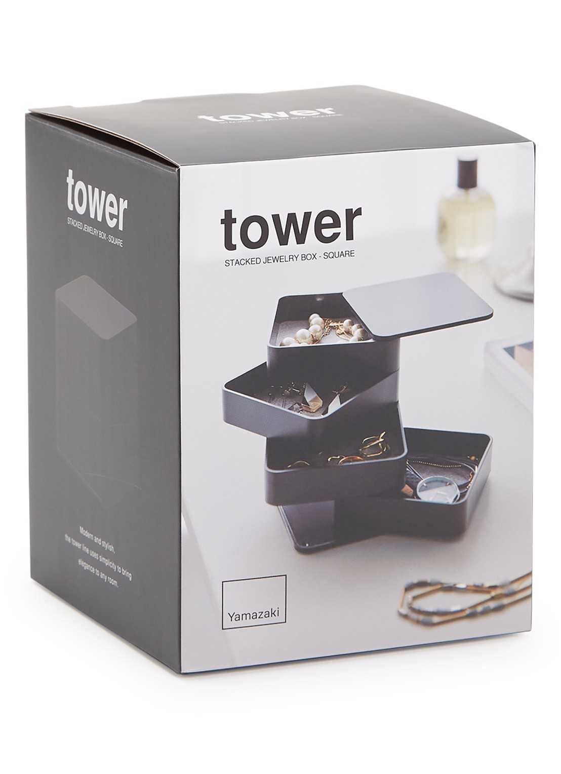Yamazaki Tower sieradendoos 10 x 9 cm - voorkant 2 zwart