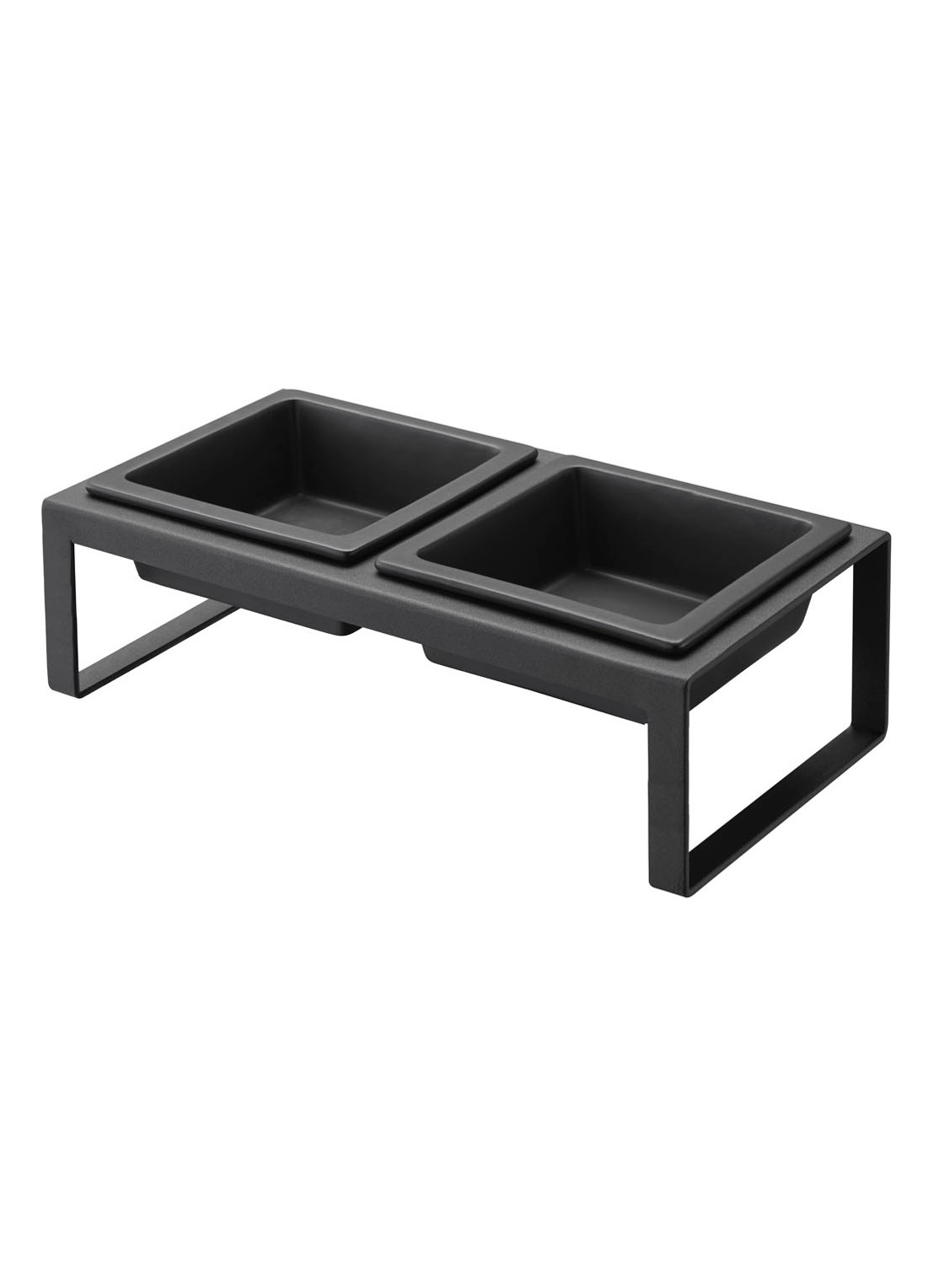 Yamazaki Tower Tall voerbak voor katten 29 x 15,5 cm - voorkant zwart