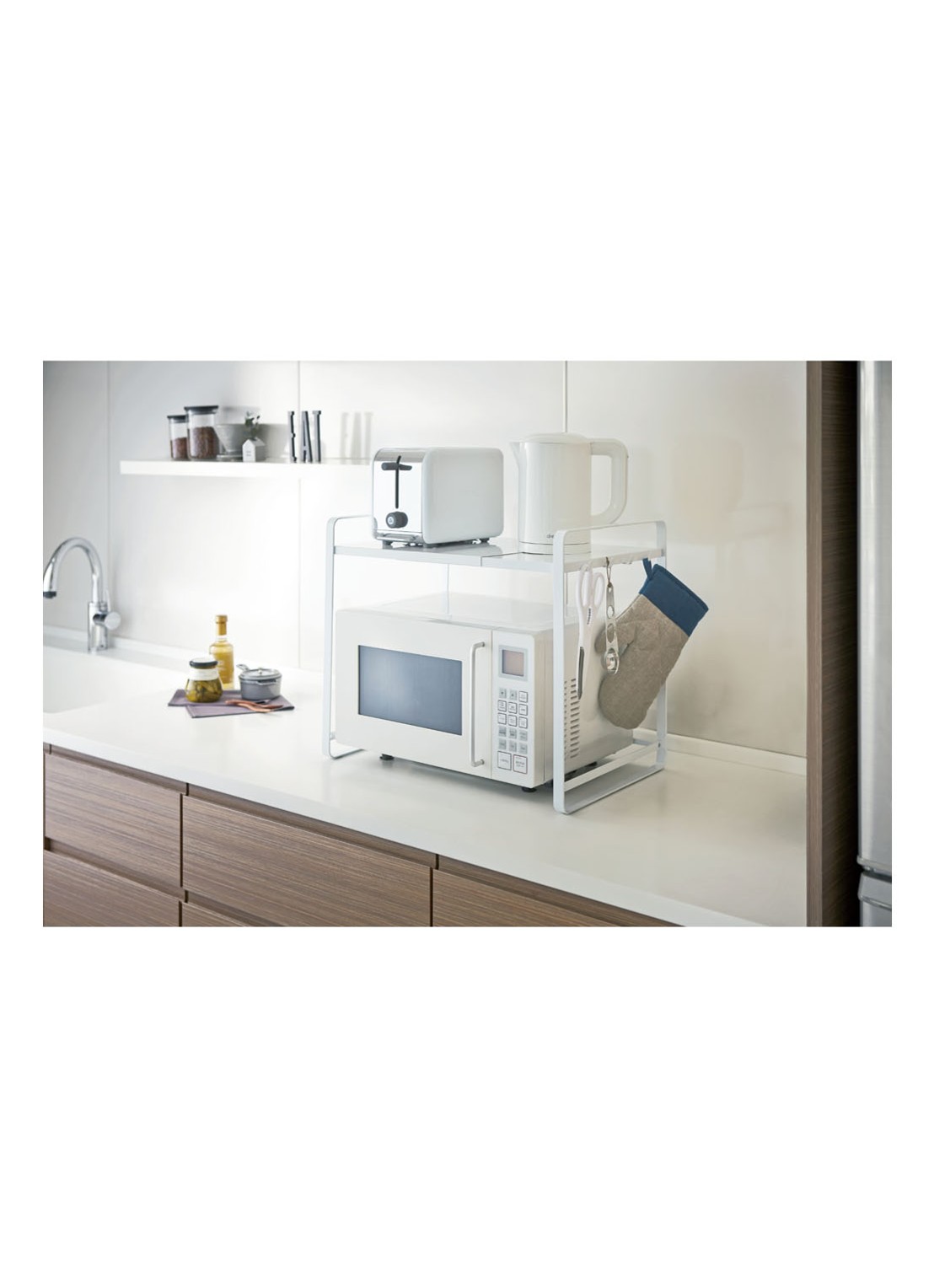 Yamazaki Tower uitschuifbare aanrecht organizer 47,5 - 75 cm - voorkant 2 wit