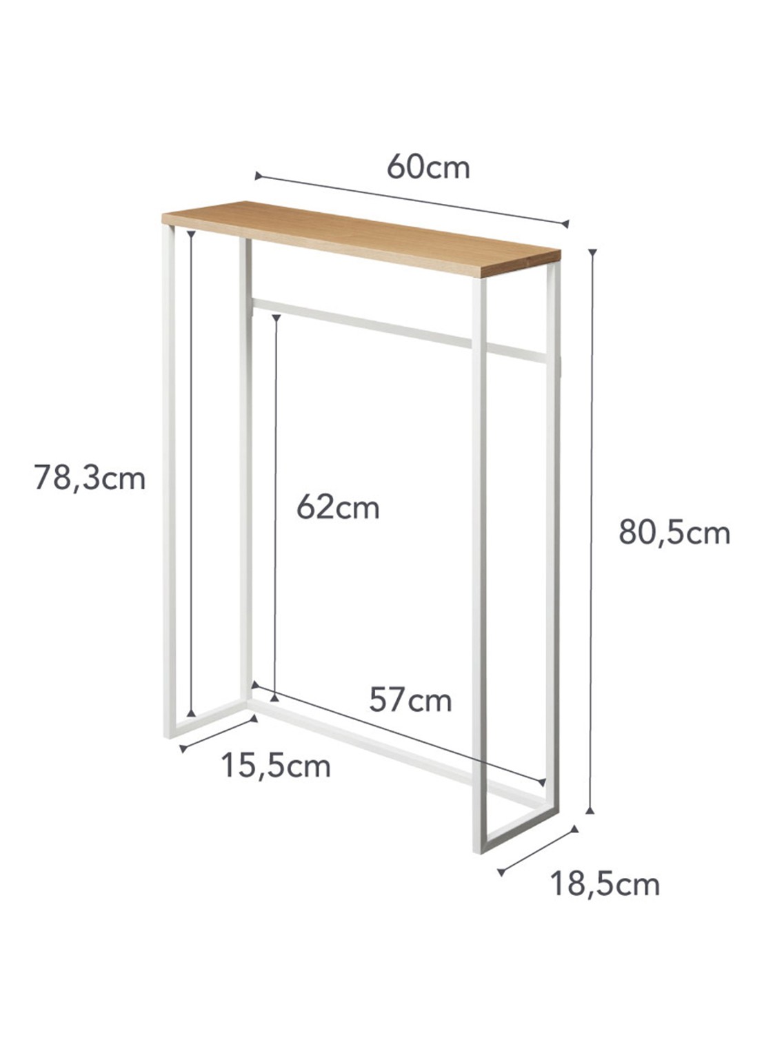 Yamazaki Tower wandtafel 60 x 80,5 cm - voorkant 3 wit