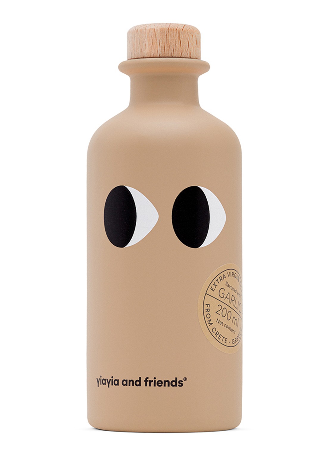 yiayia and friends Infused Garlic Extra Vierge olijfolie 200 ml - voorkant 3 beige