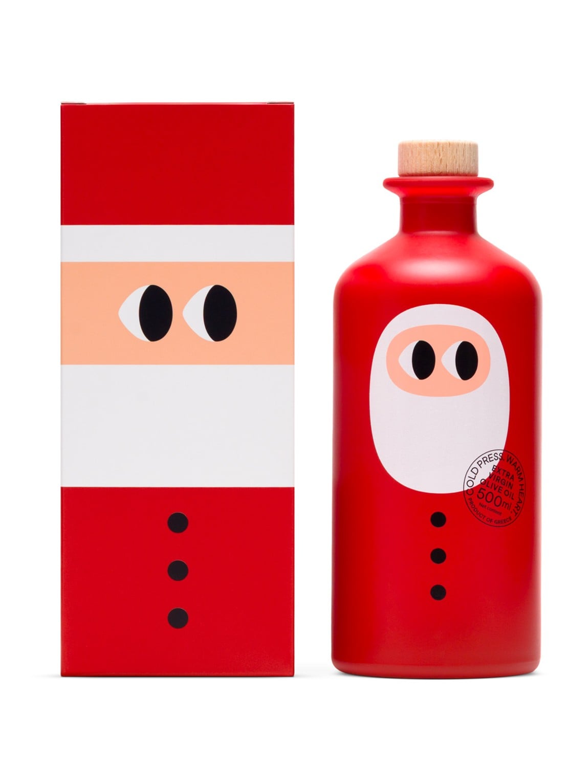 yiayia and friends Santa Edition Extra Vierge olijfolie in geschenkverpakking 500 ml - voorkant rood