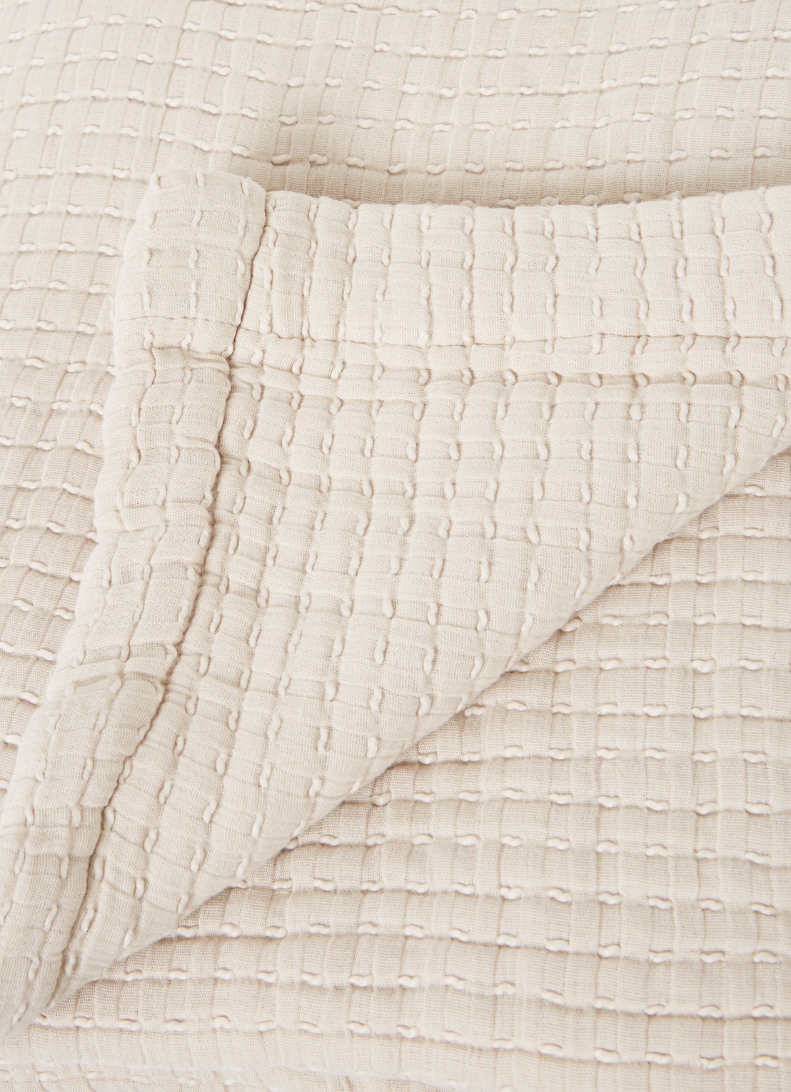 Yumeko Bedsprei van katoen 200 x 220 cm - detail donkerbeige