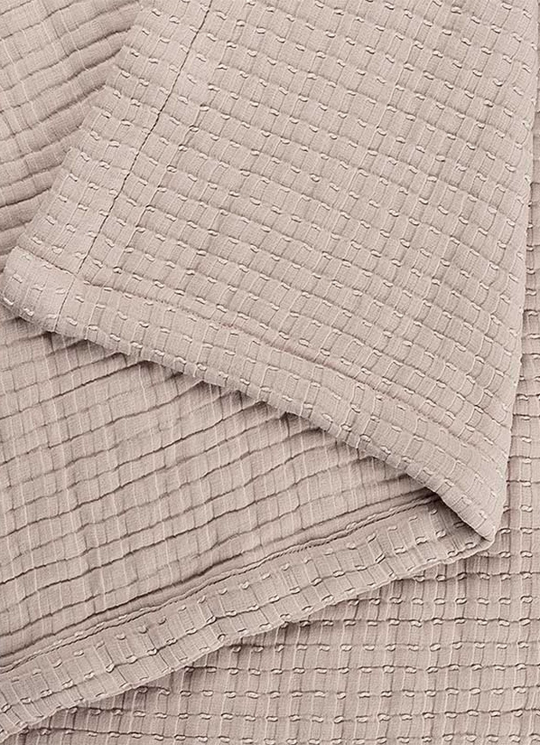 Yumeko Bedsprei van katoen 200 x 220 cm - achterkant 3 donkerbeige