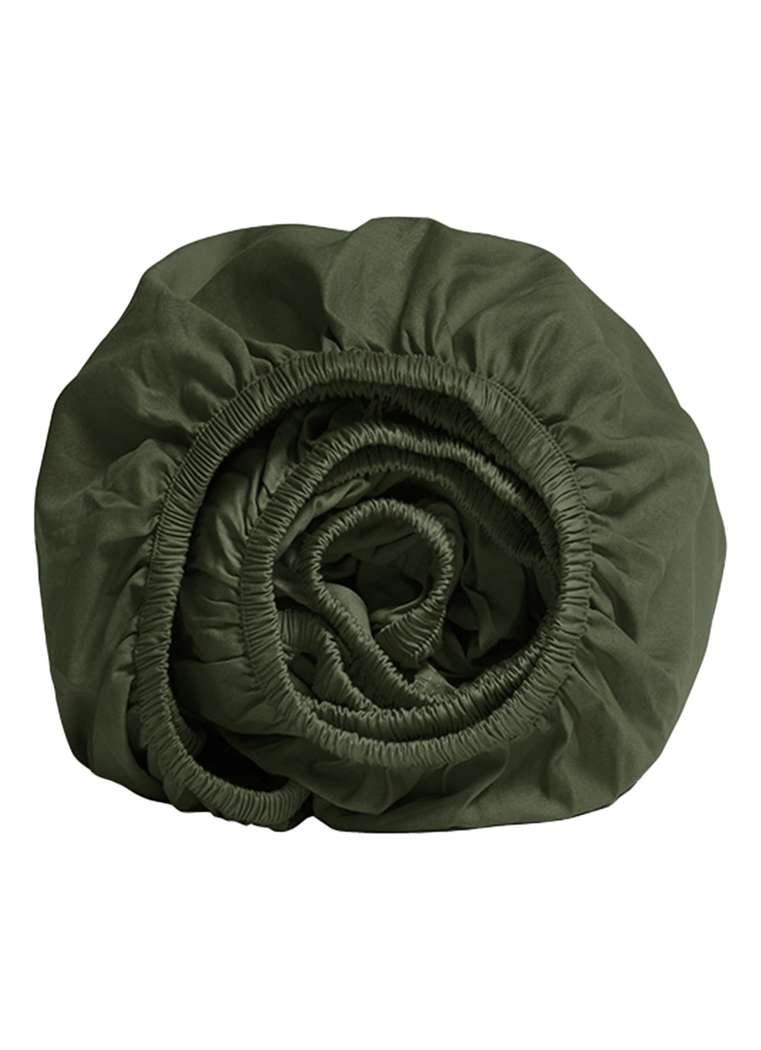 Yumeko Hoeslaken van  katoensatijn 300TC, hoekhoogte 30 cm - voorkant 2 donkergroen