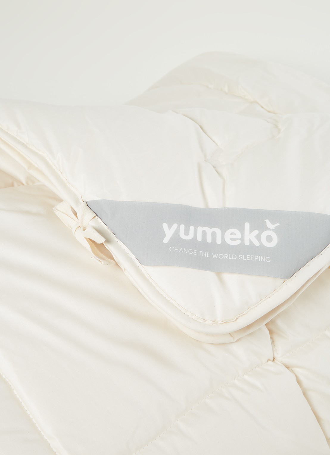 Yumeko Lente/herfst solo dekbed van biologisch katoen met vulling van biologisch wol - detail gebroken wit