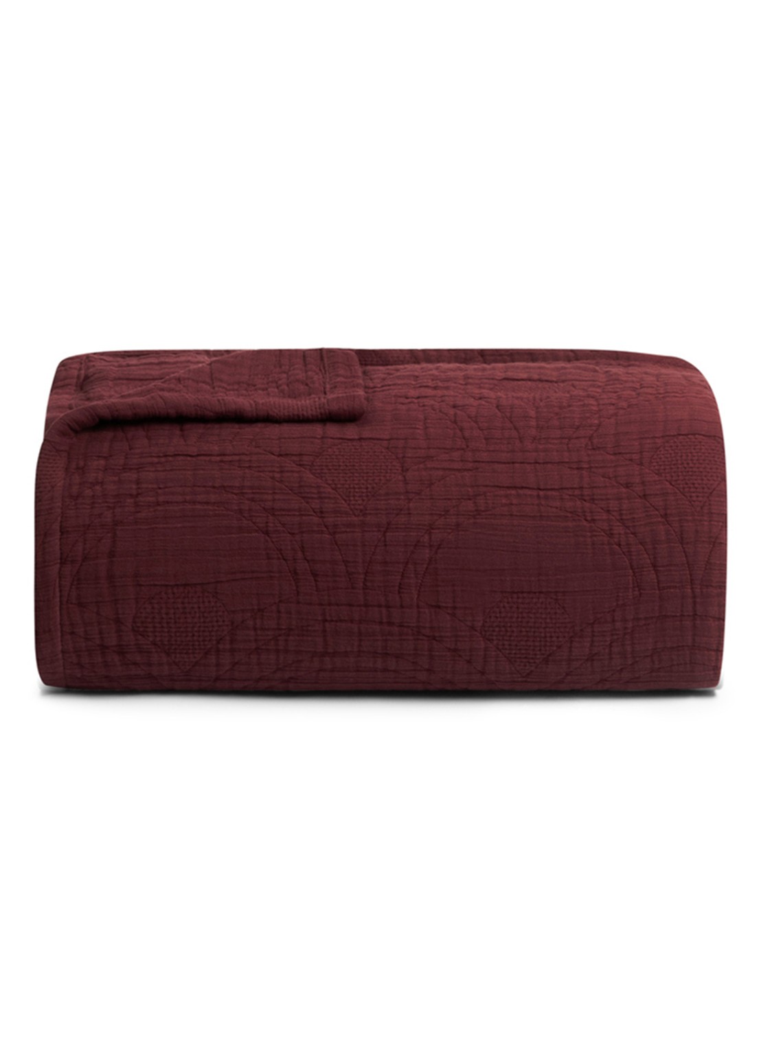 Yumeko Mousseline bedsprei van gewassen linnen 200 x 230 cm - detail 4 bordeauxrood