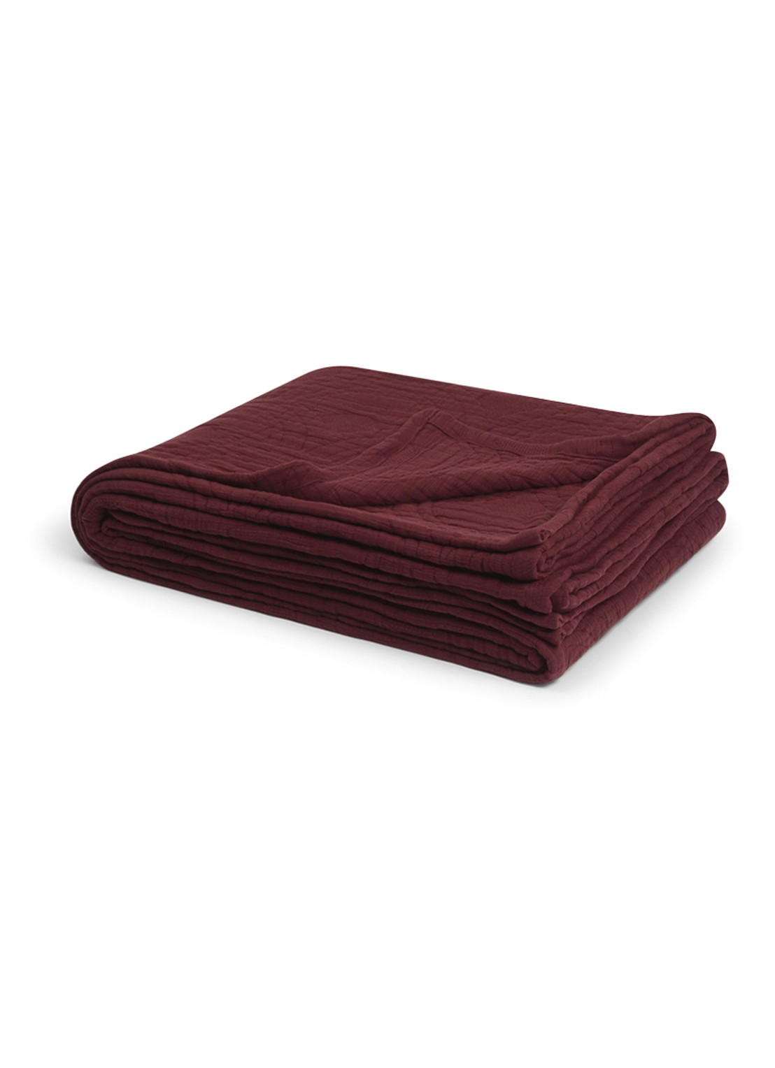 Yumeko Mousseline bedsprei van gewassen linnen 200 x 230 cm - voorkant bordeauxrood