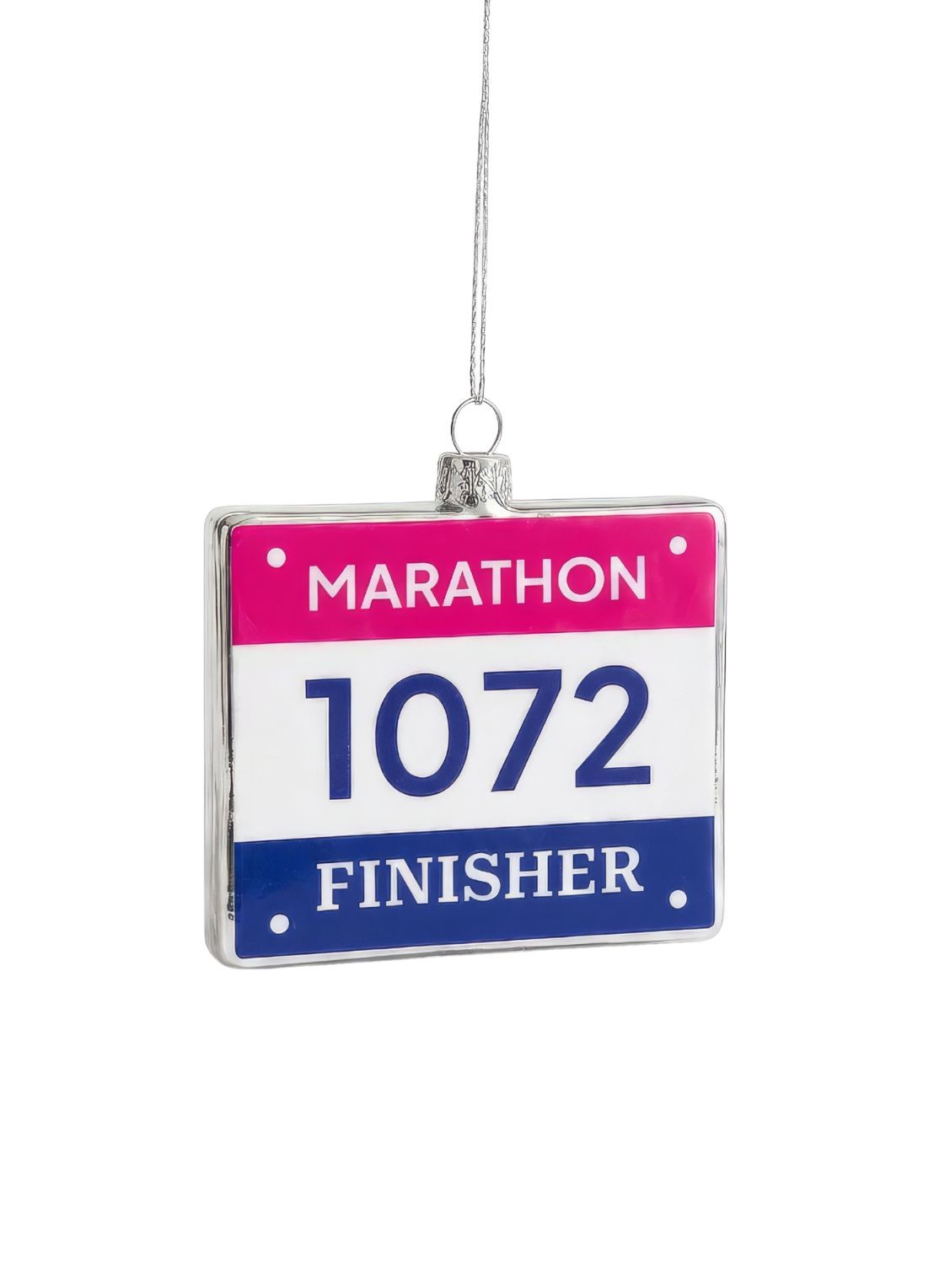 Yup in de Boom Marathon Startnummer kersthanger 7,5 cm - voorkant wit