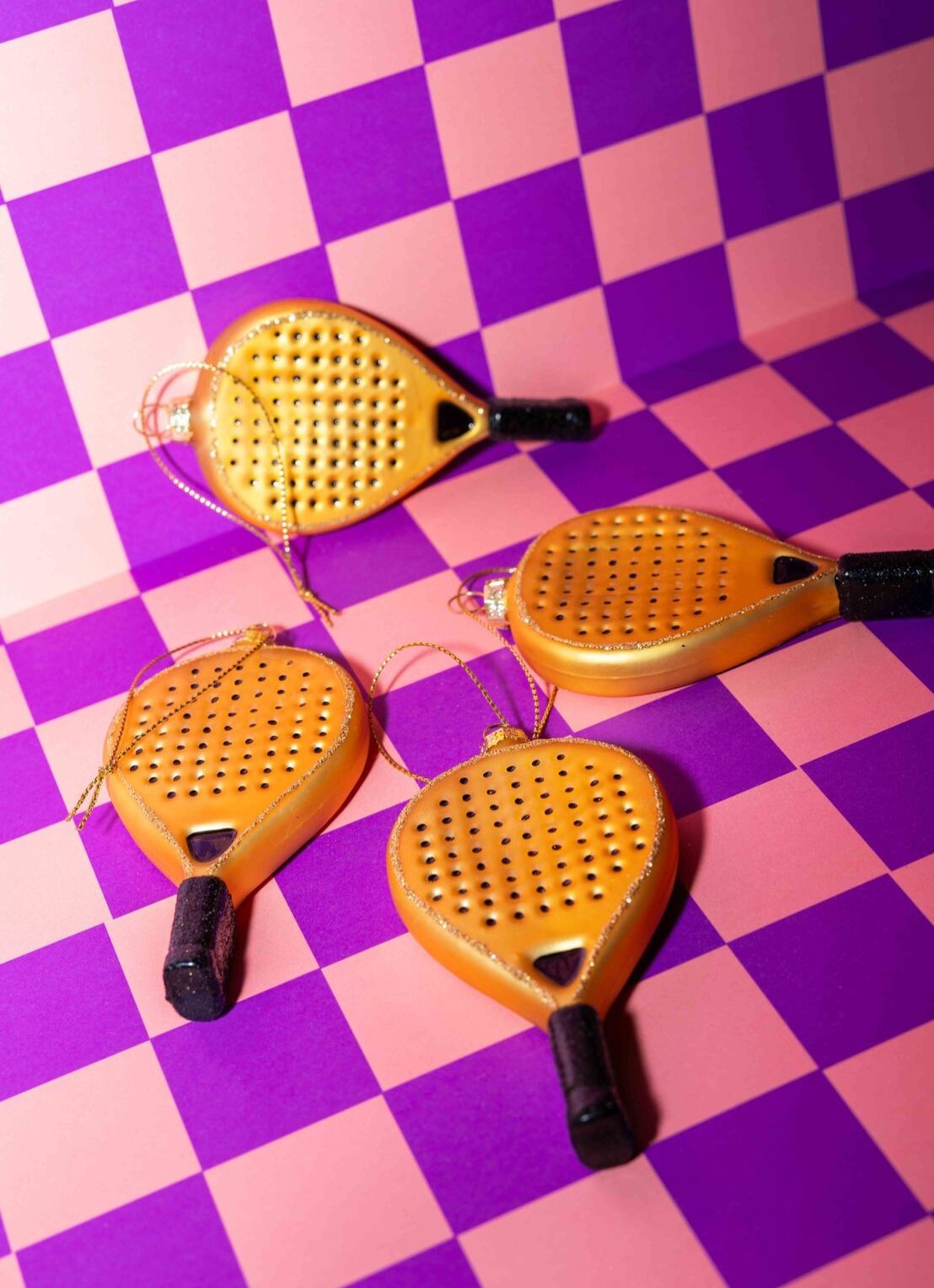 Yup in de Boom Padelracket kersthanger 10 cm - achterkant goud