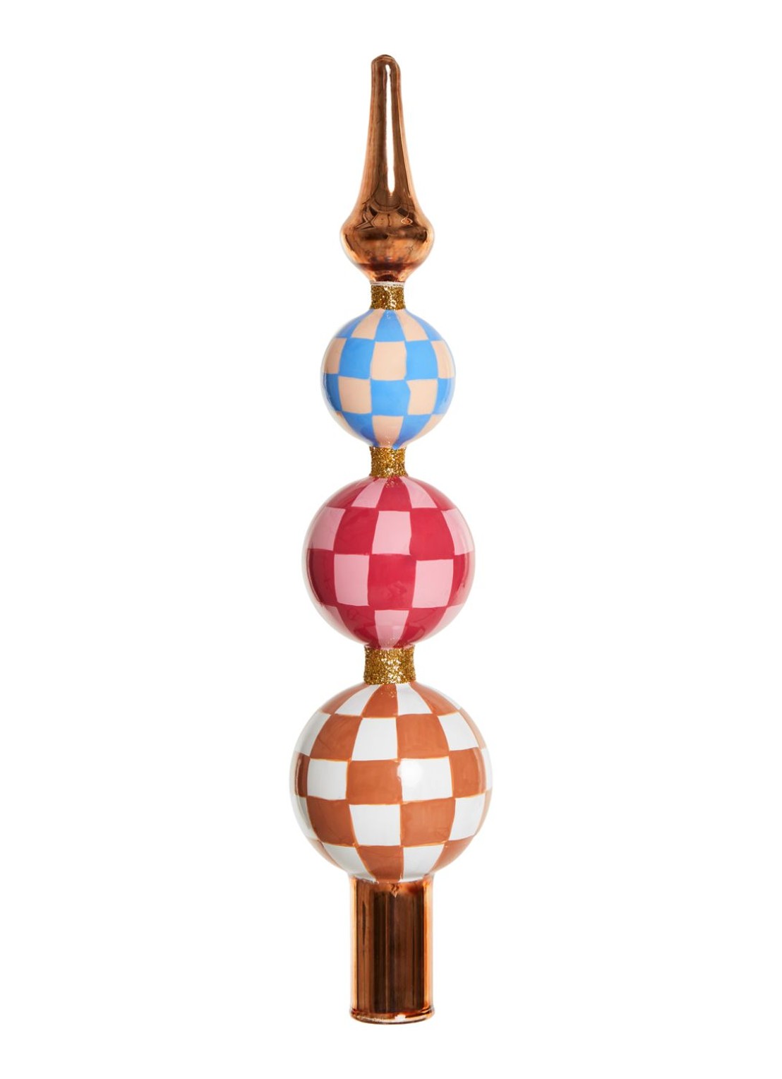Yup in de Boom Piek Ruitjes kersthanger 28 cm - voorkant roze