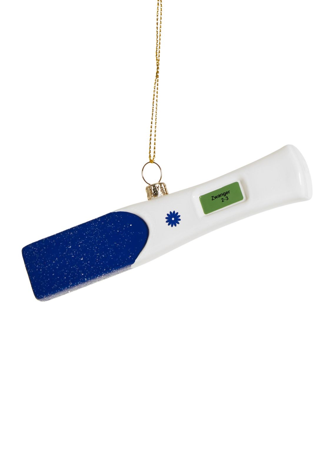 Yup in de Boom Zwangerschapstest kersthanger 2,5 cm - voorkant 2 blauw