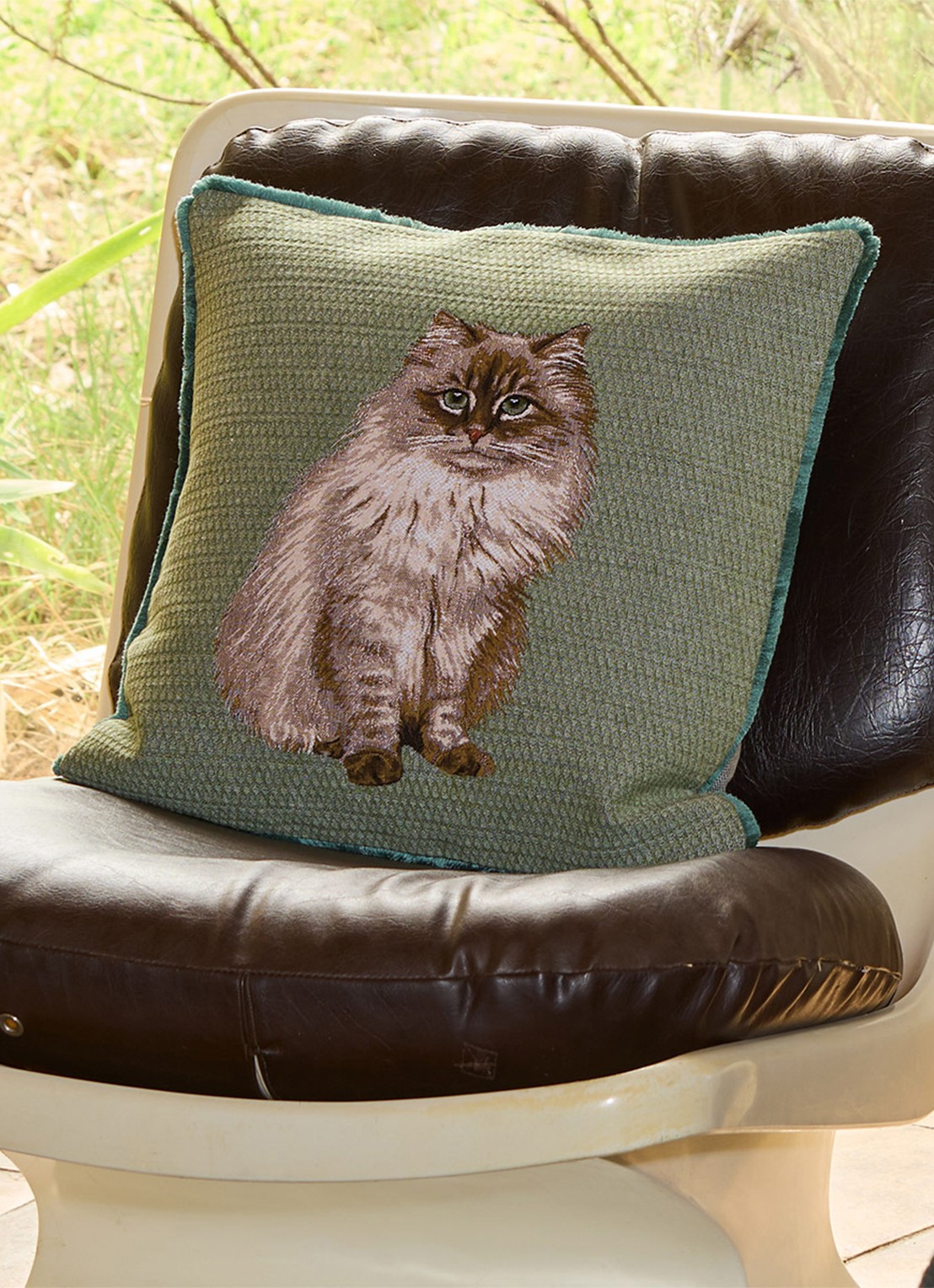 Yves Delorme Aime sierkussenhoes 45 x 45 cm - detail 3 groen