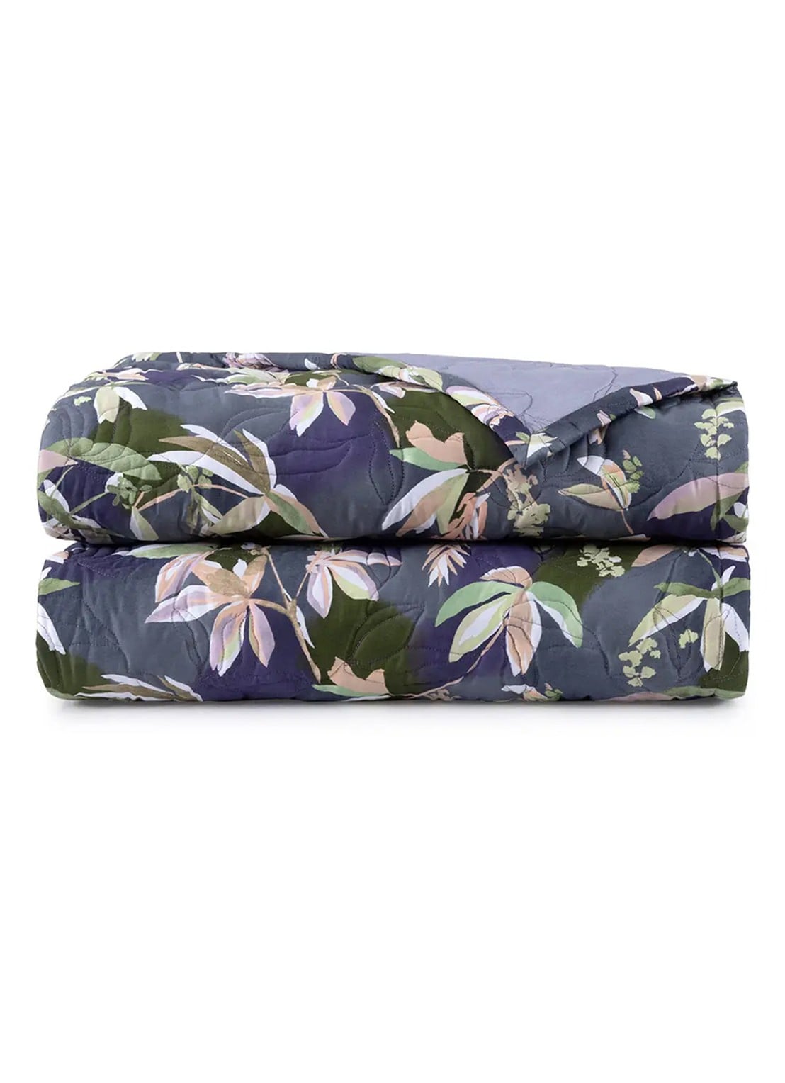 Yves Delorme Brume bedsprei 250 x 250 cm - voorkant donkerblauw