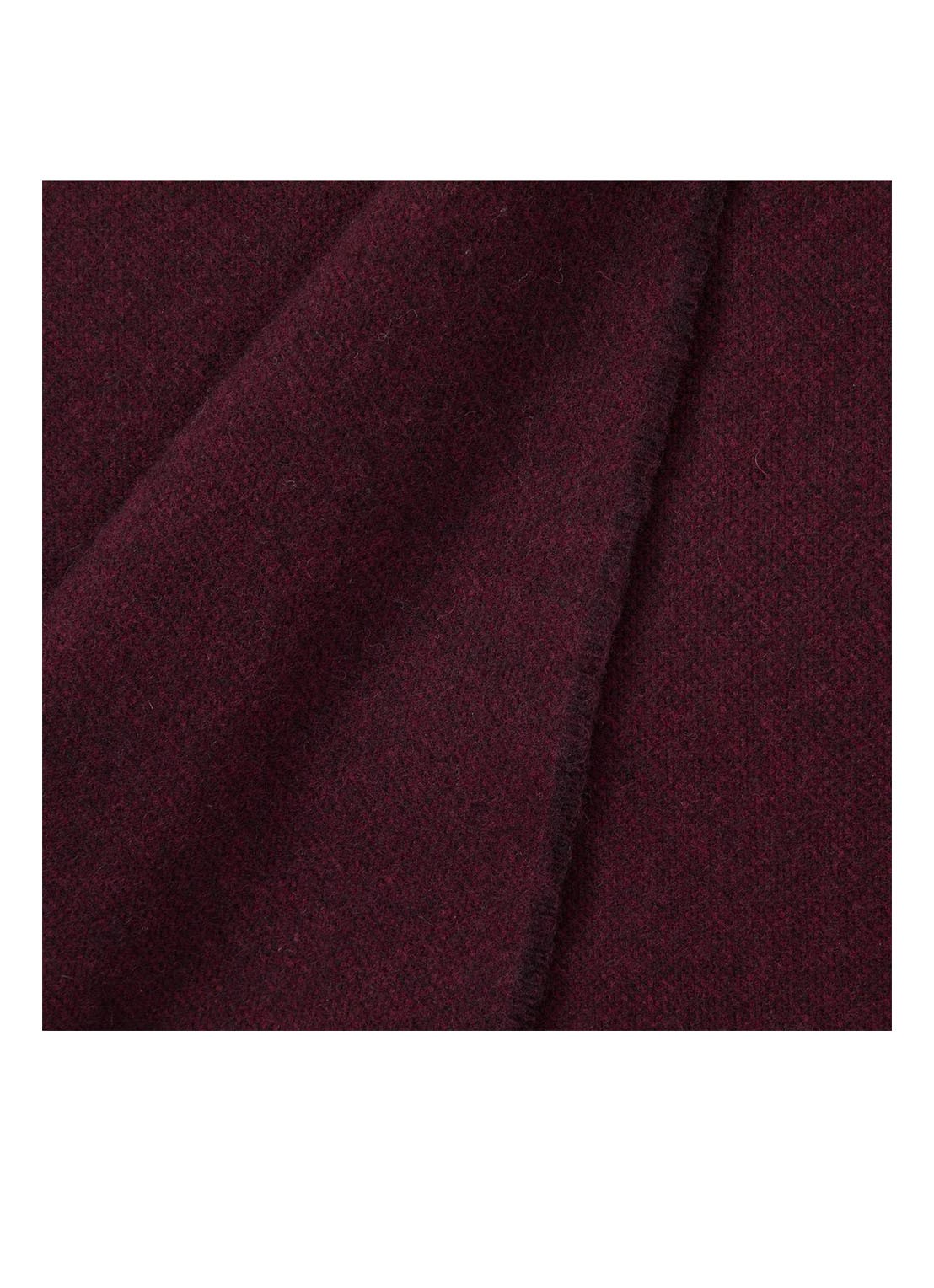 Yves Delorme Club plaid van wol met franjes 130 x 170 cm - achterkant 4 bordeauxrood