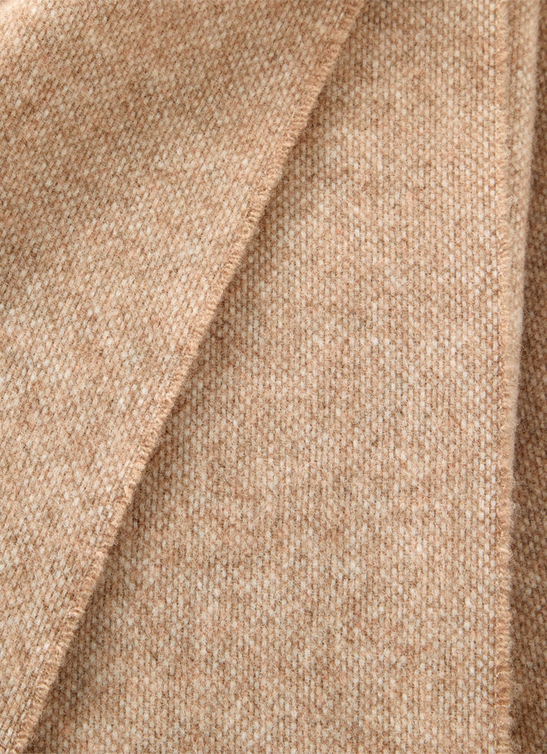 Yves Delorme Club plaid van wol met franjes 130 x 170 cm - achterkant beige