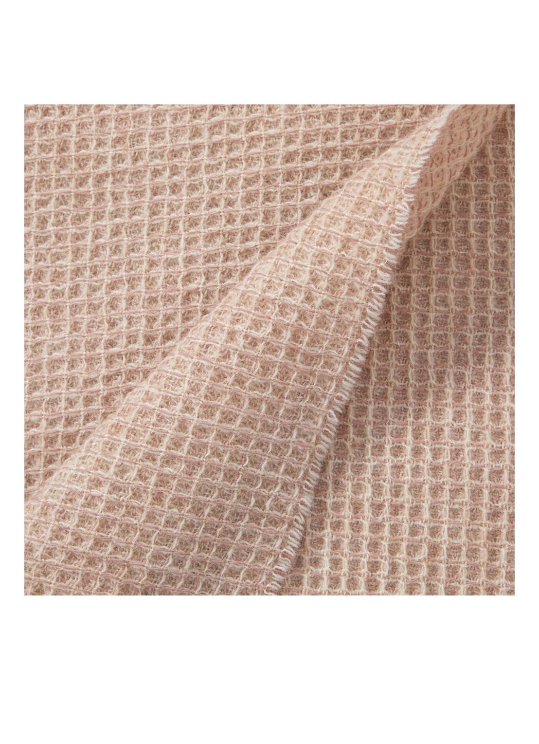 Yves Delorme Cosy plaid van scheerwol met franjes 130 x 170 cm - achterkant 3 beige