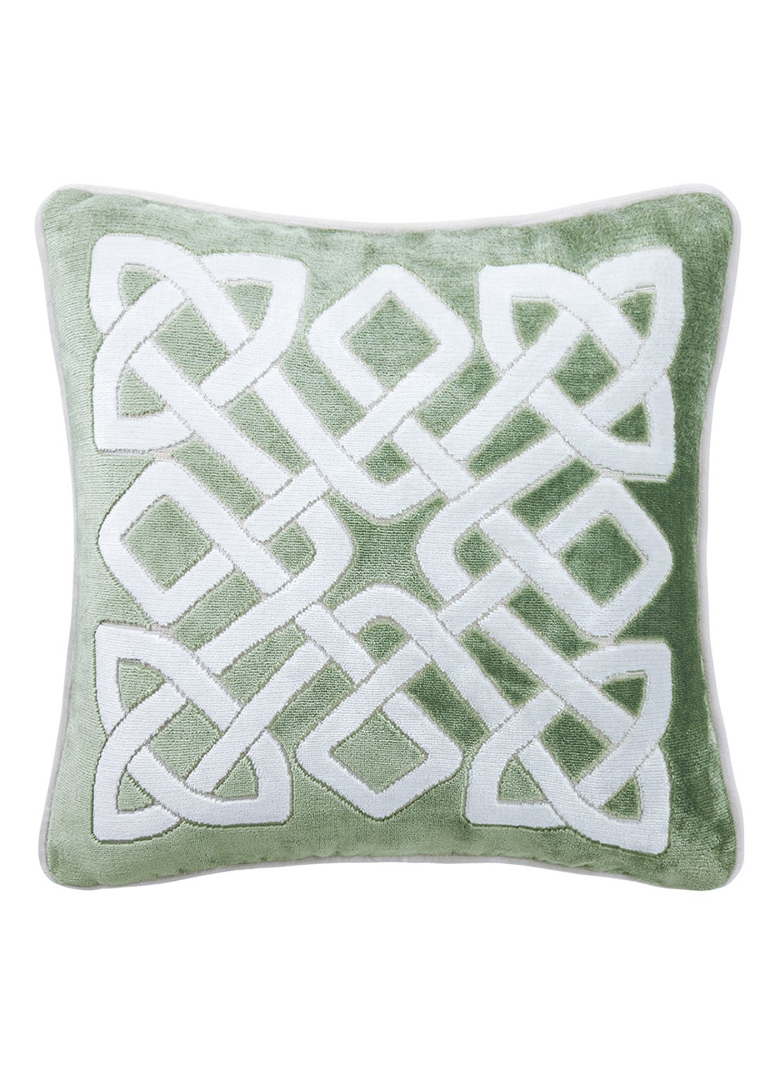 Yves Delorme Entrelac sierkussenhoes 45 x 45 cm - voorkant 2 olijfgroen