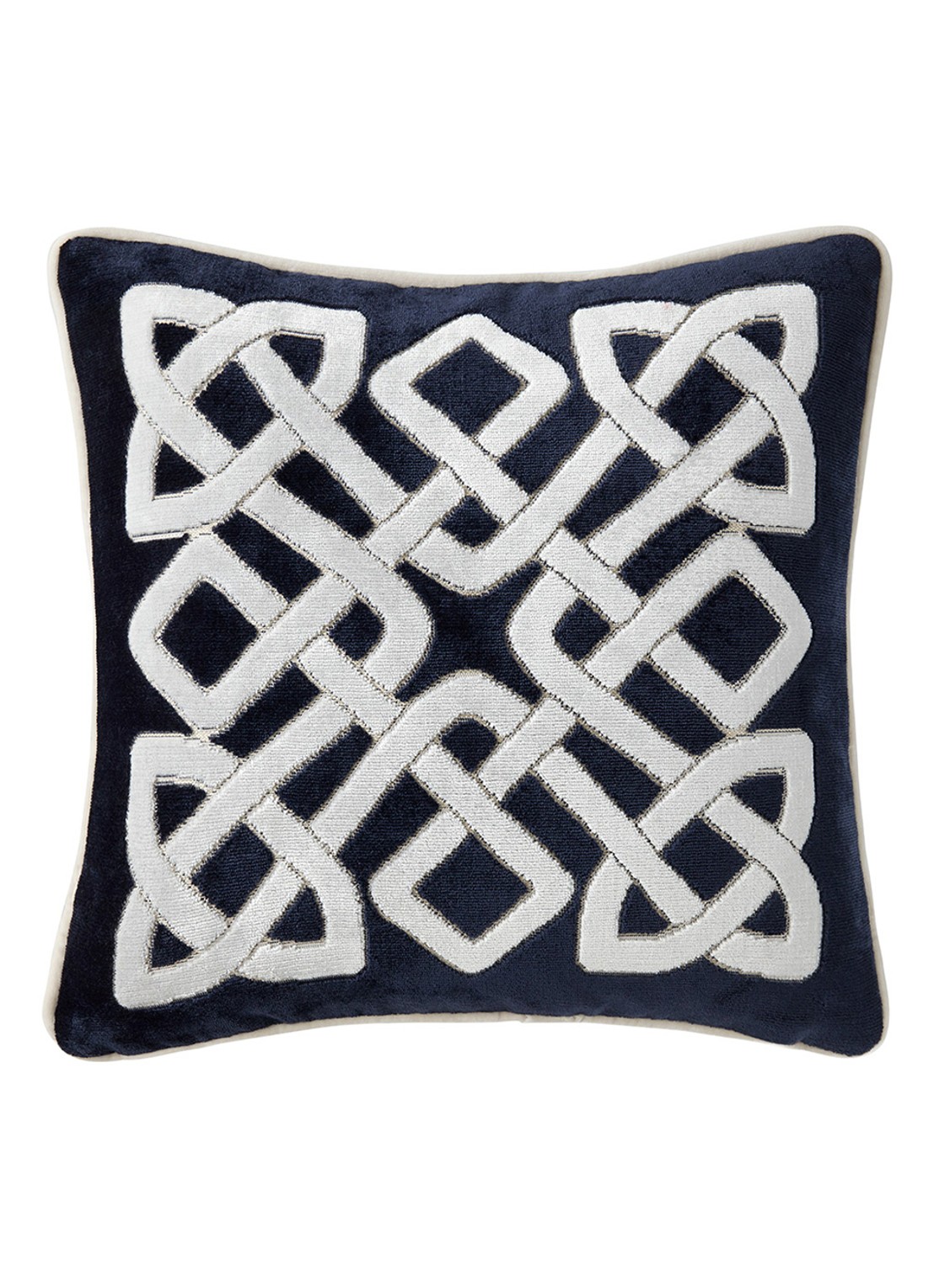 Yves Delorme Entrelac sierkussenhoes 45 x 45 cm - voorkant 3 donkerblauw