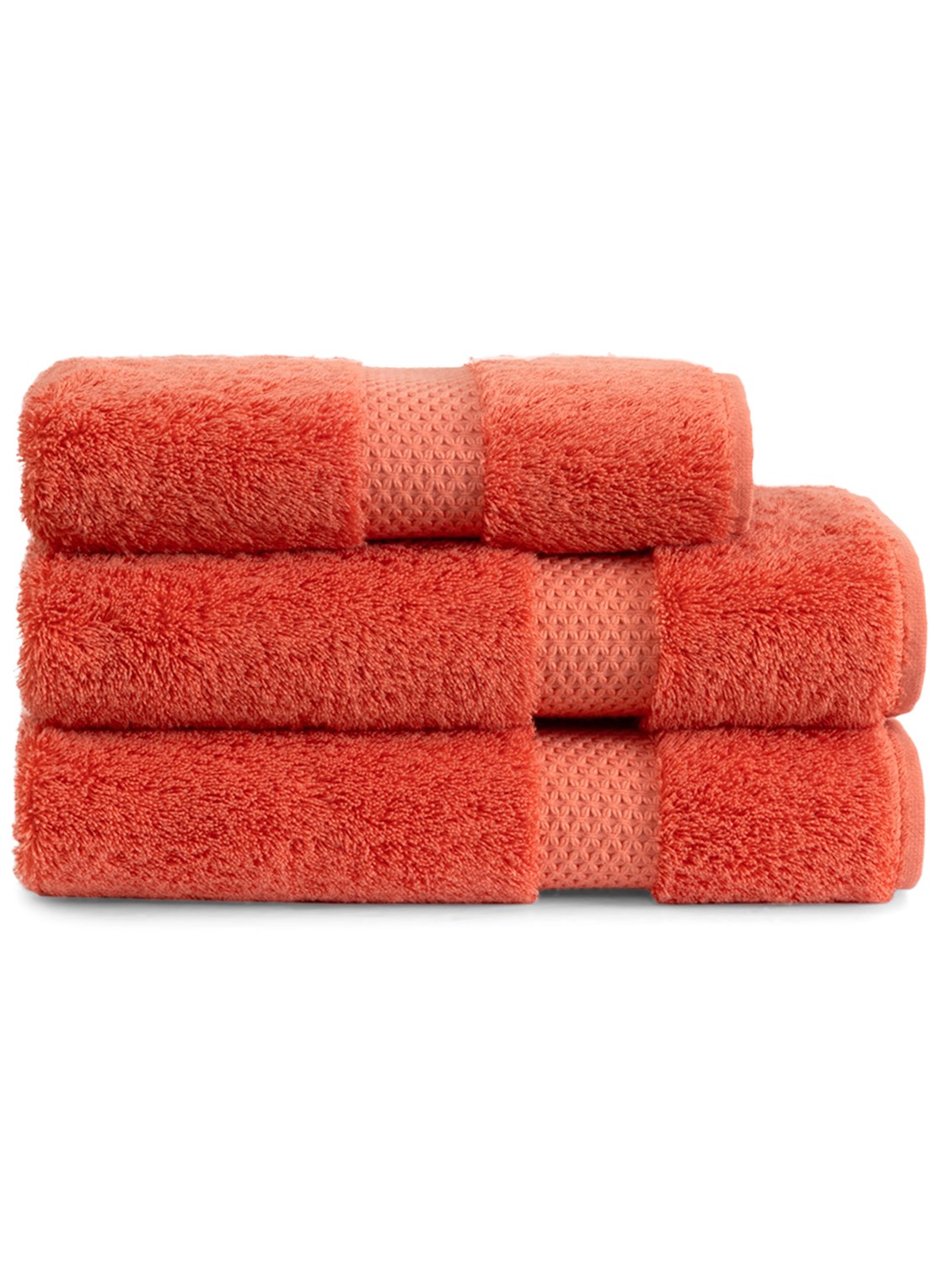 Yves Delorme Etoile badhanddoek - 700 gr/m2 - 55 x 100 cm - achterkant koraalrood