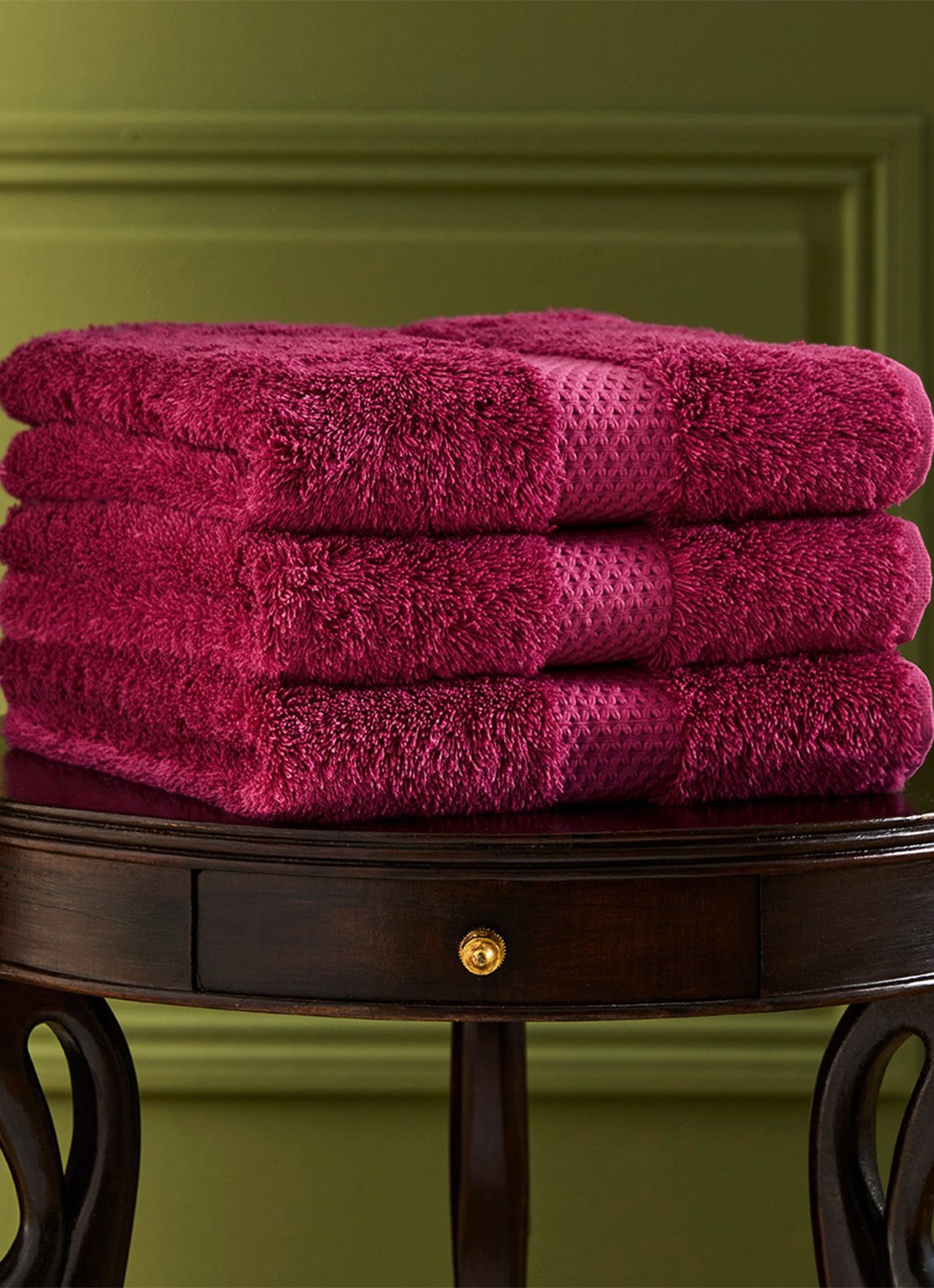 Yves Delorme Etoile gastendoek - 700 g/m² - 33 x 33 cm - voorkant 4 fuchsia