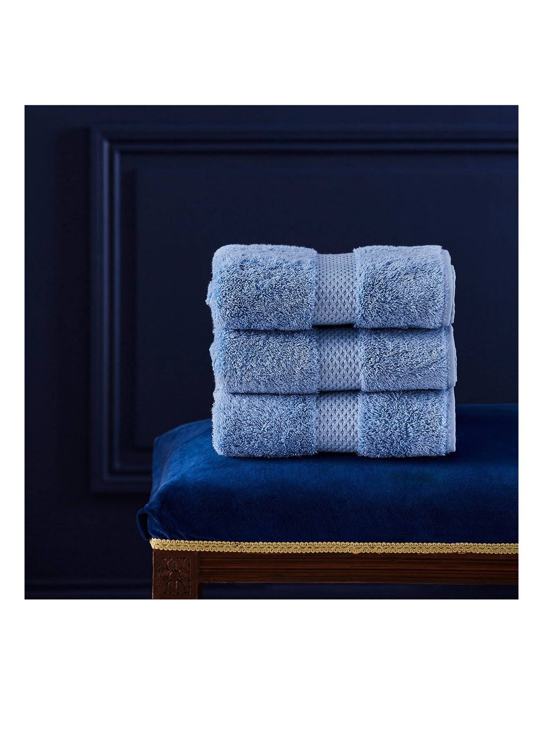 Yves Delorme Etoile gastendoek - 700 g/m² - 33 x 33 cm - detail 2 blauw