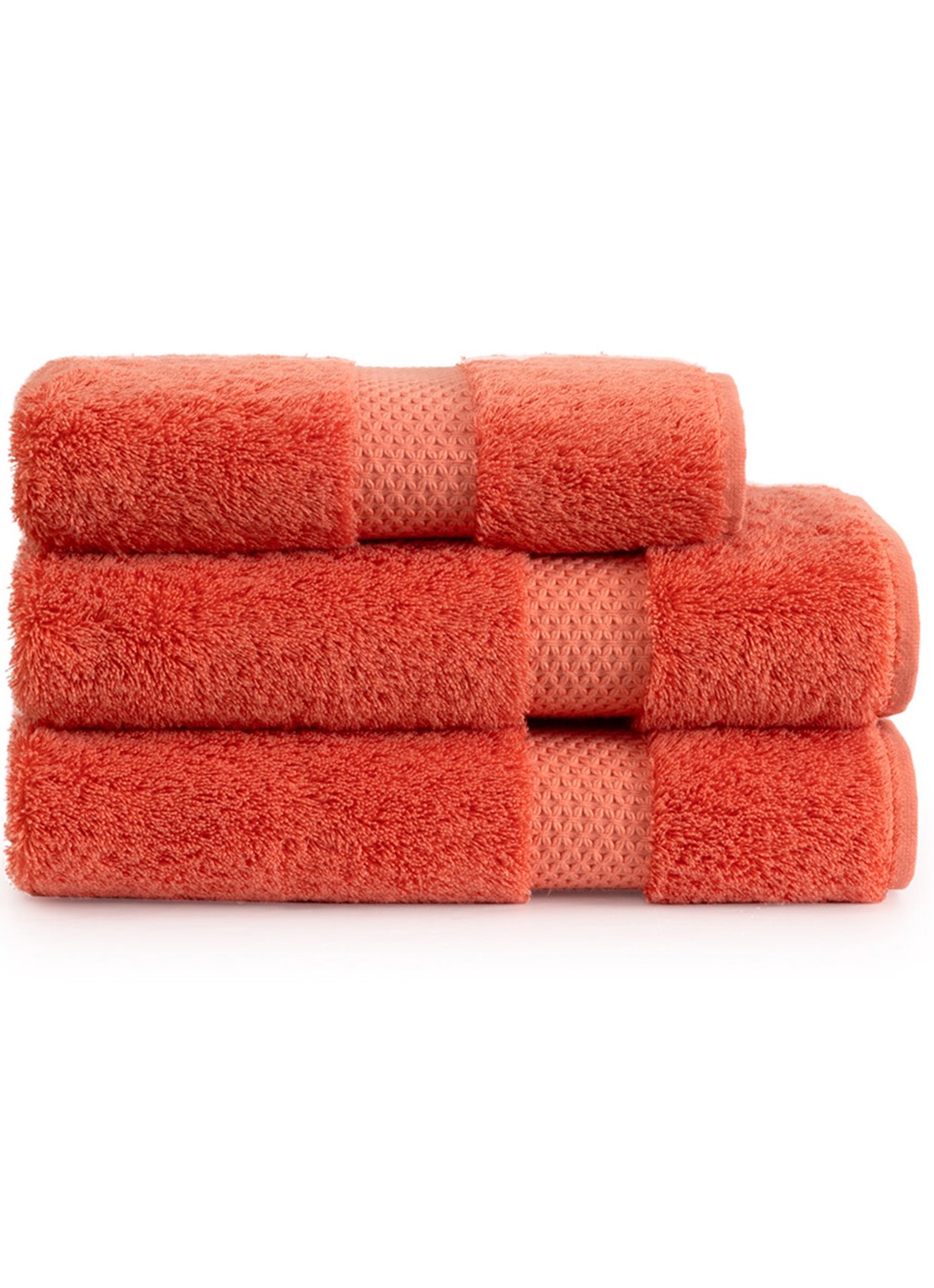 Yves Delorme Etoile gastendoek - 700 g/m² - 33 x 33 cm - voorkant 3 koraalrood