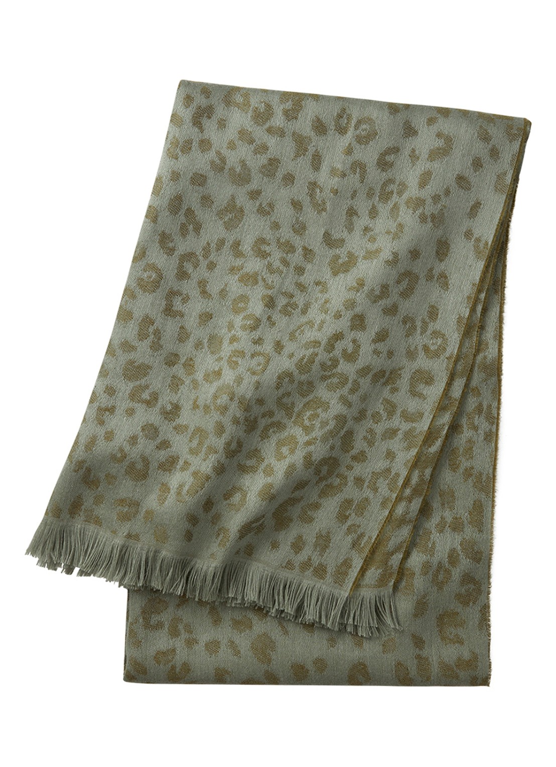 Yves Delorme Fauve plaid van linnen 140 x 160 cm - voorkant khaki