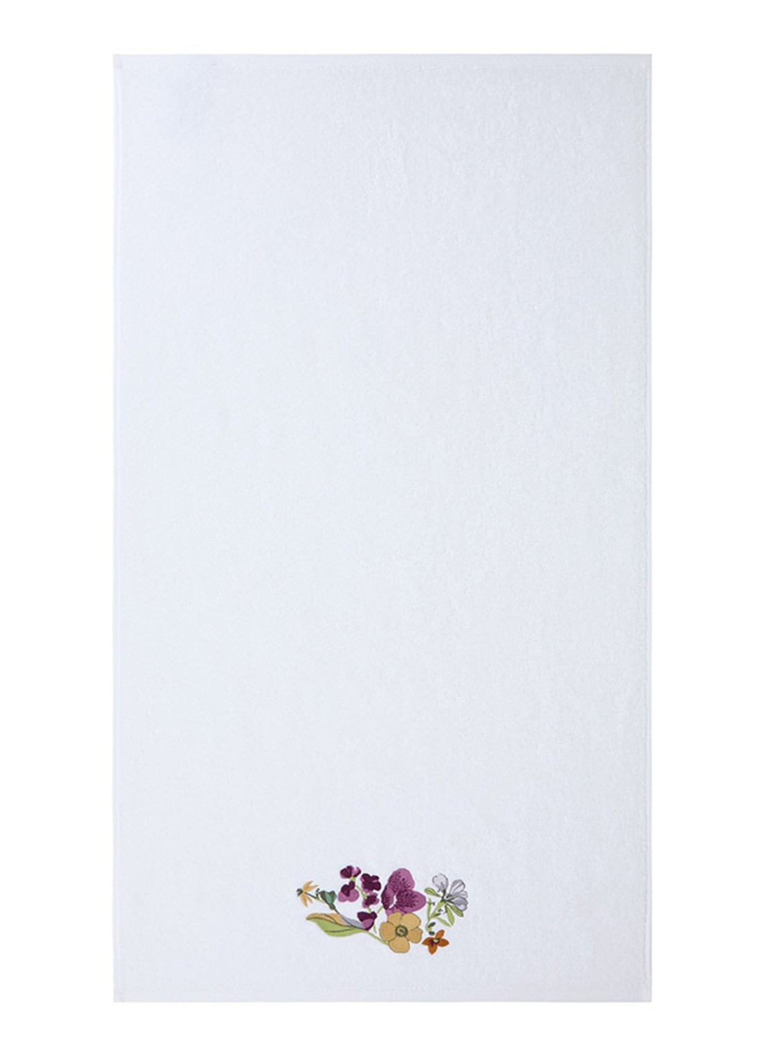 Yves Delorme Fleurs badhanddoek - 450 gr/m2 - 55 x 100 cm - voorkant 2 wit