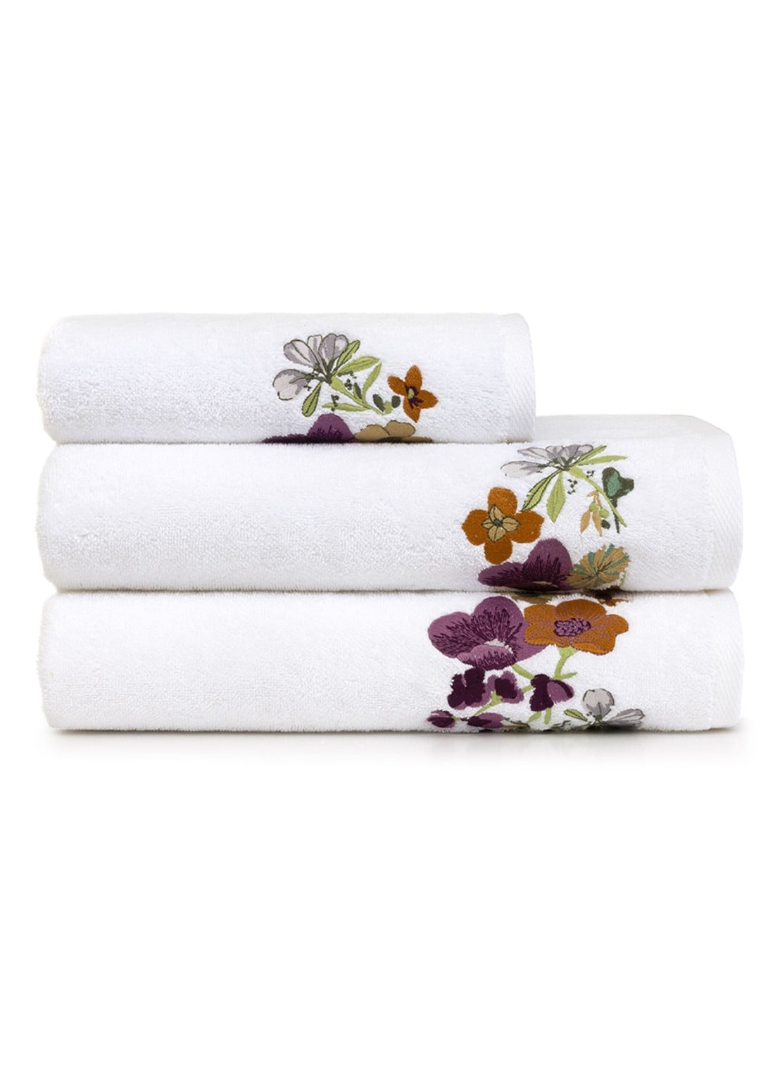 Yves Delorme Fleurs badlaken - 450 gr/m2 - 92 x 160 cm - voorkant wit
