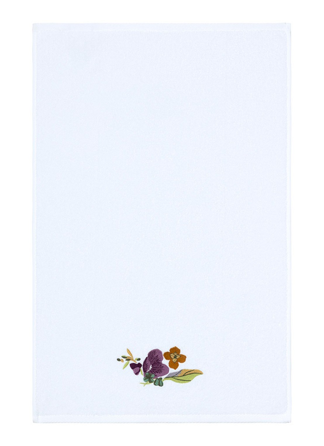Yves Delorme Fleurs gastendoek - 450 gr/m2 - 45 x 70 cm - voorkant 2 wit