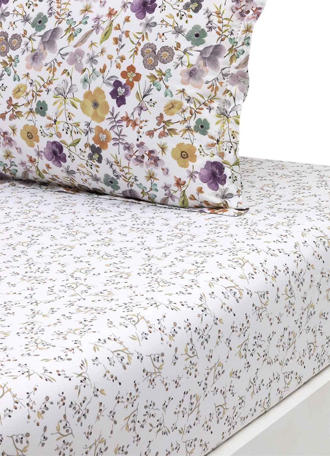 Yves Delorme Fleurs hoeslaken 80TC, hoekhoogte 35 cm - voorkant 2 wit
