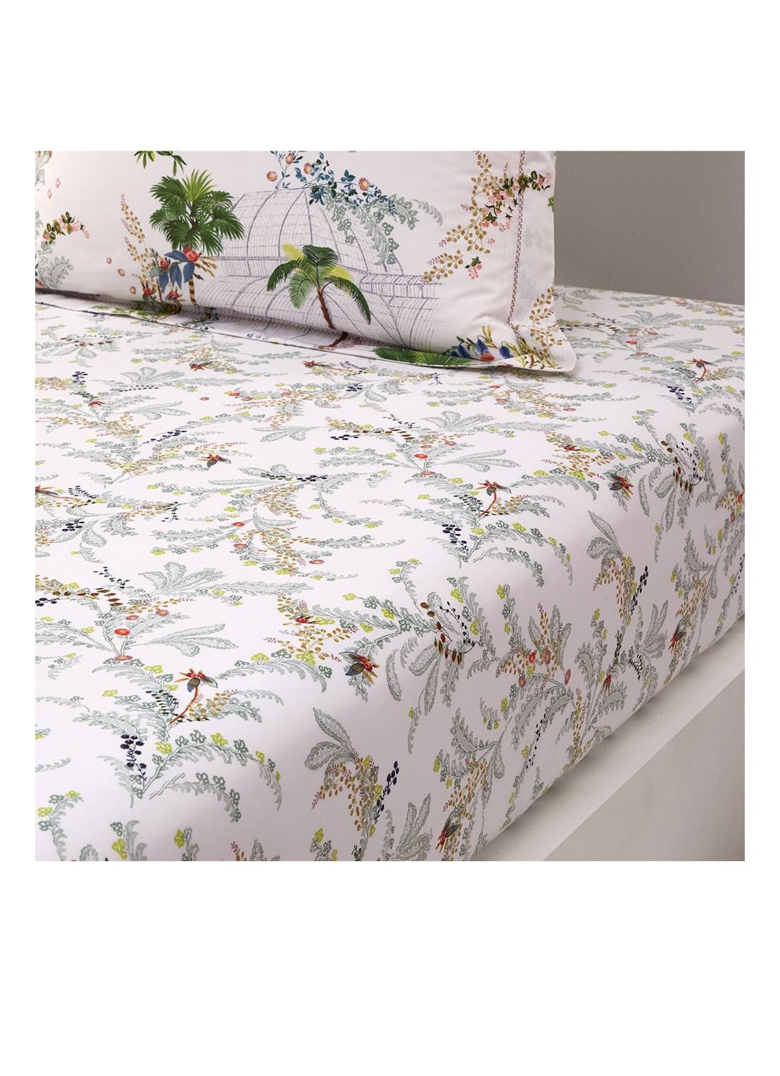 Yves Delorme Jardins hoeslaken van  katoen, hoekhoogte 40 cm - voorkant 3 multicolor
