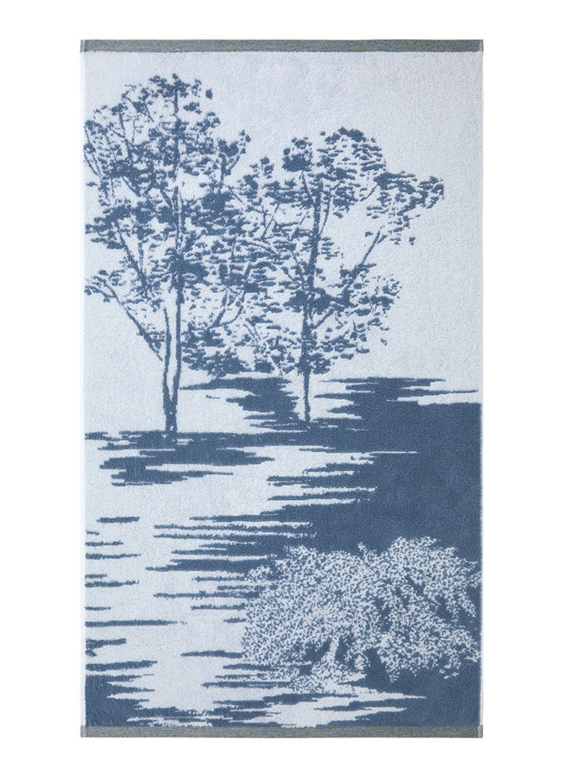 Yves Delorme Lande badhanddoek - 470 gr/m2 - 55 x 100 cm - voorkant 3 lichtblauw