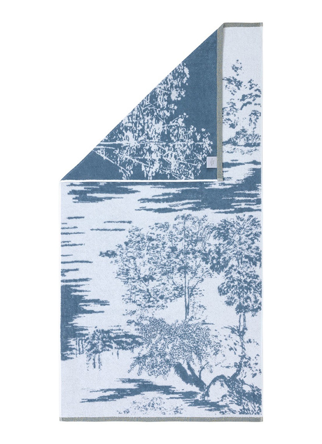 Yves Delorme Lande badhanddoek - 470 gr/m2 - 70 x 140 cm - detail lichtblauw