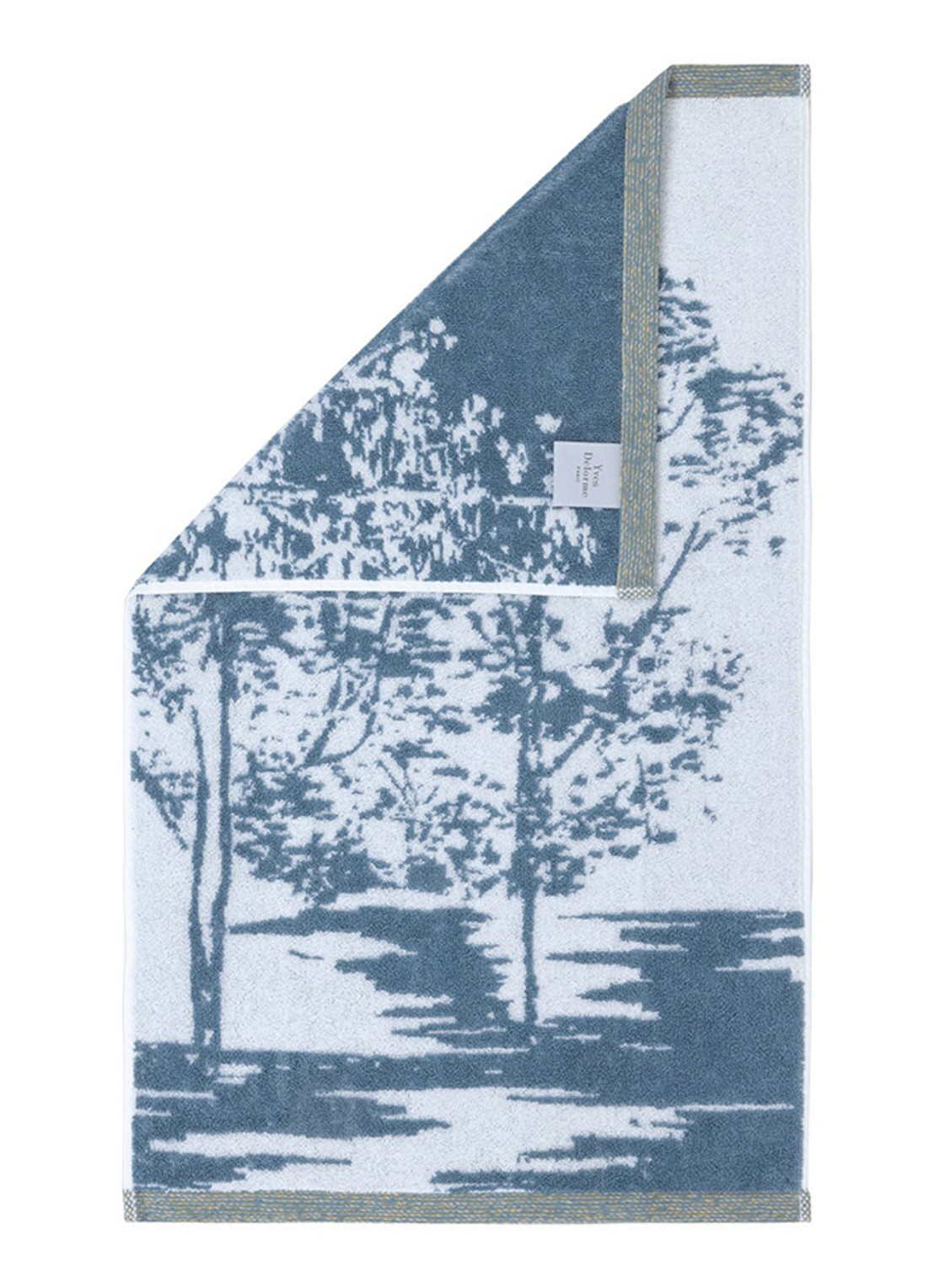 Yves Delorme Lande gastendoek - 470 gr/m2 - 42 x 70 cm - detail lichtblauw