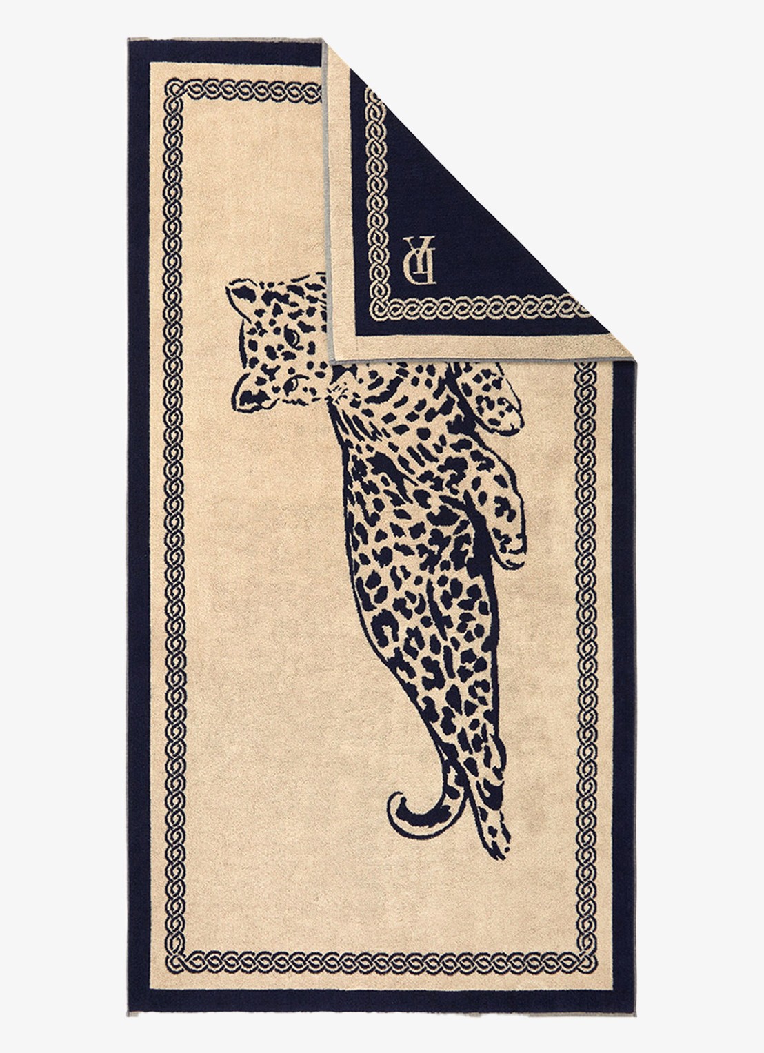 Yves Delorme Leopard strandlaken van  katoen 90 x 160 cm - voorkant 3 beige