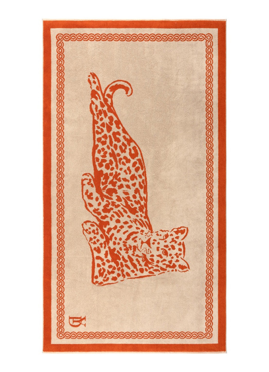 Yves Delorme Leopard strandlaken van  katoen 90 x 160 cm - voorkant oranje